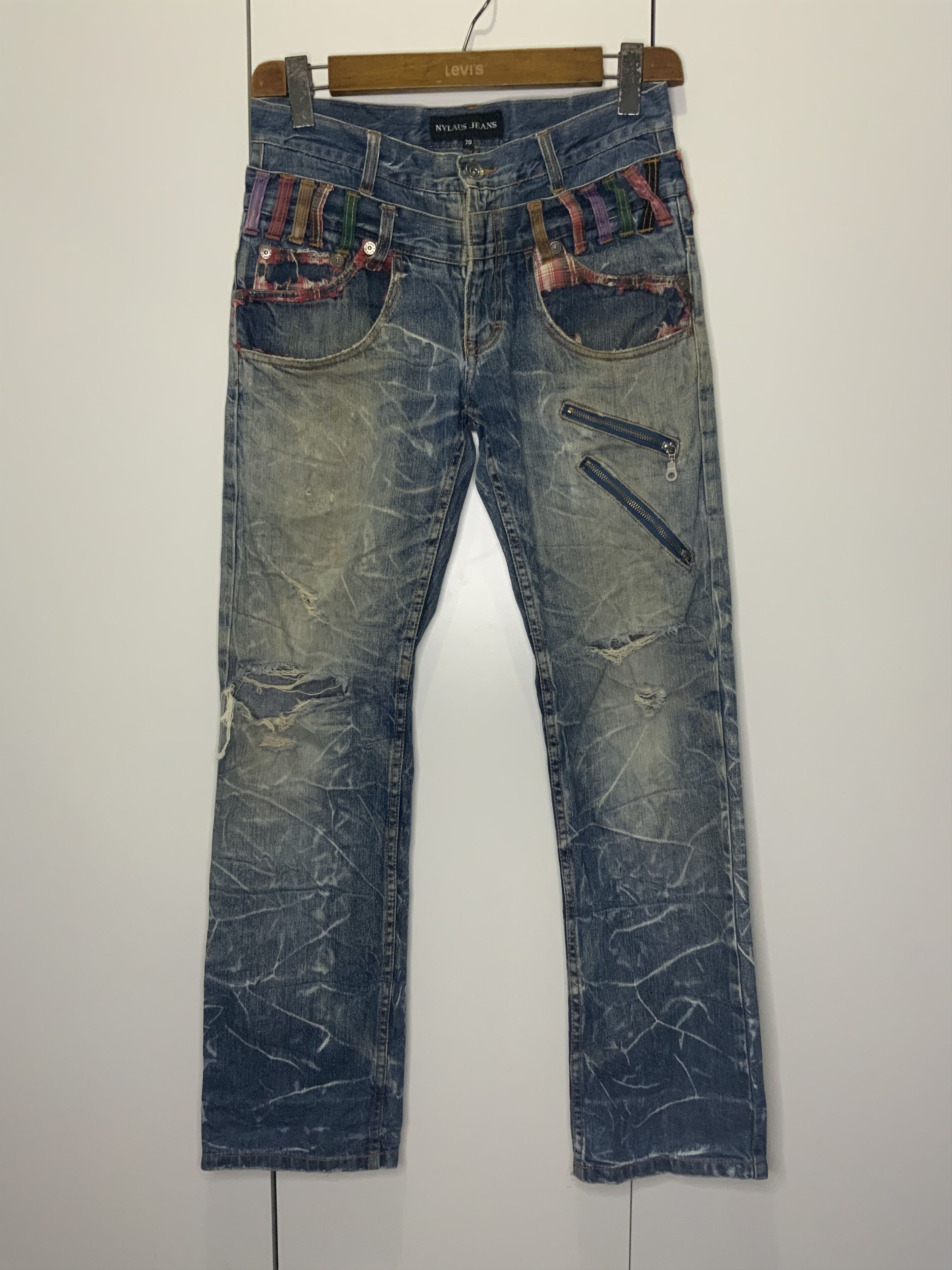 If Six Was Nine Nylaus Jeans Double Waist Style Distressed Jean Size US 30 / EU 46 - 1 Thumbnail