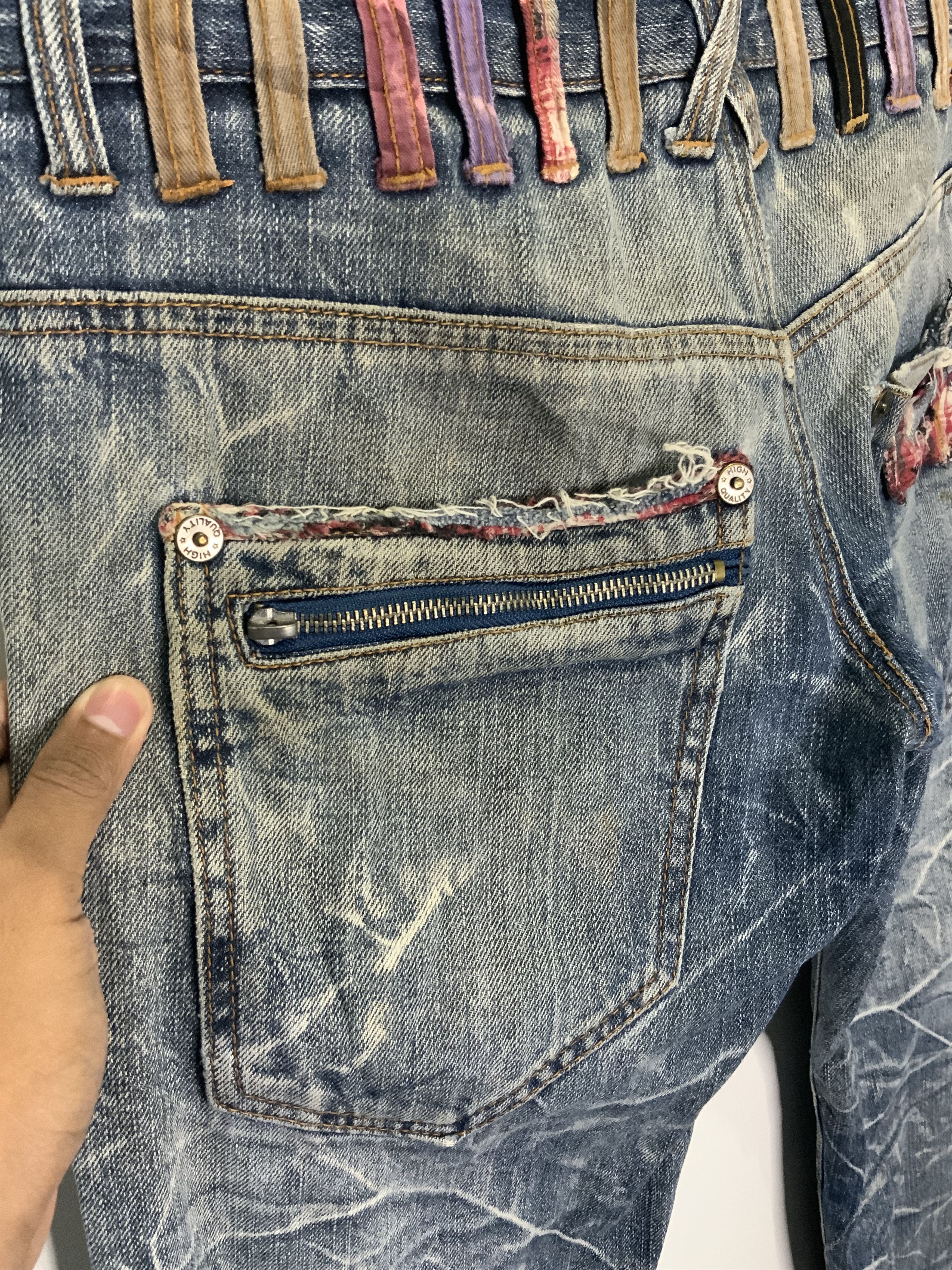 If Six Was Nine Nylaus Jeans Double Waist Style Distressed Jean Size US 30 / EU 46 - 20 Thumbnail