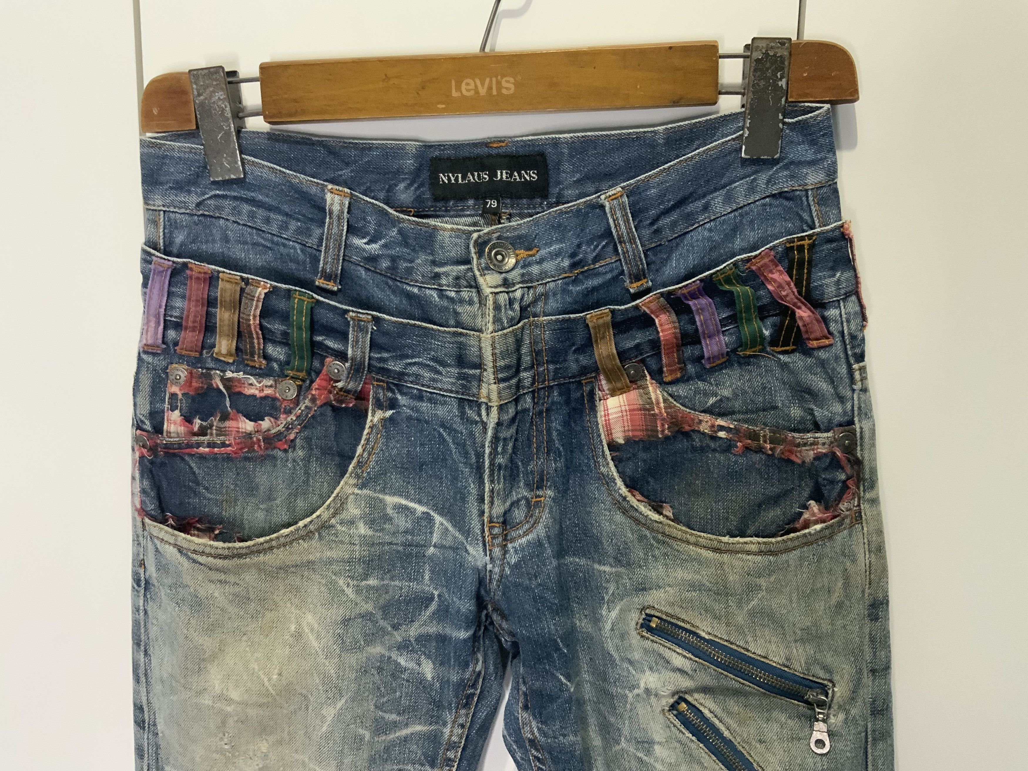 If Six Was Nine Nylaus Jeans Double Waist Style Distressed Jean Size US 30 / EU 46 - 12 Thumbnail