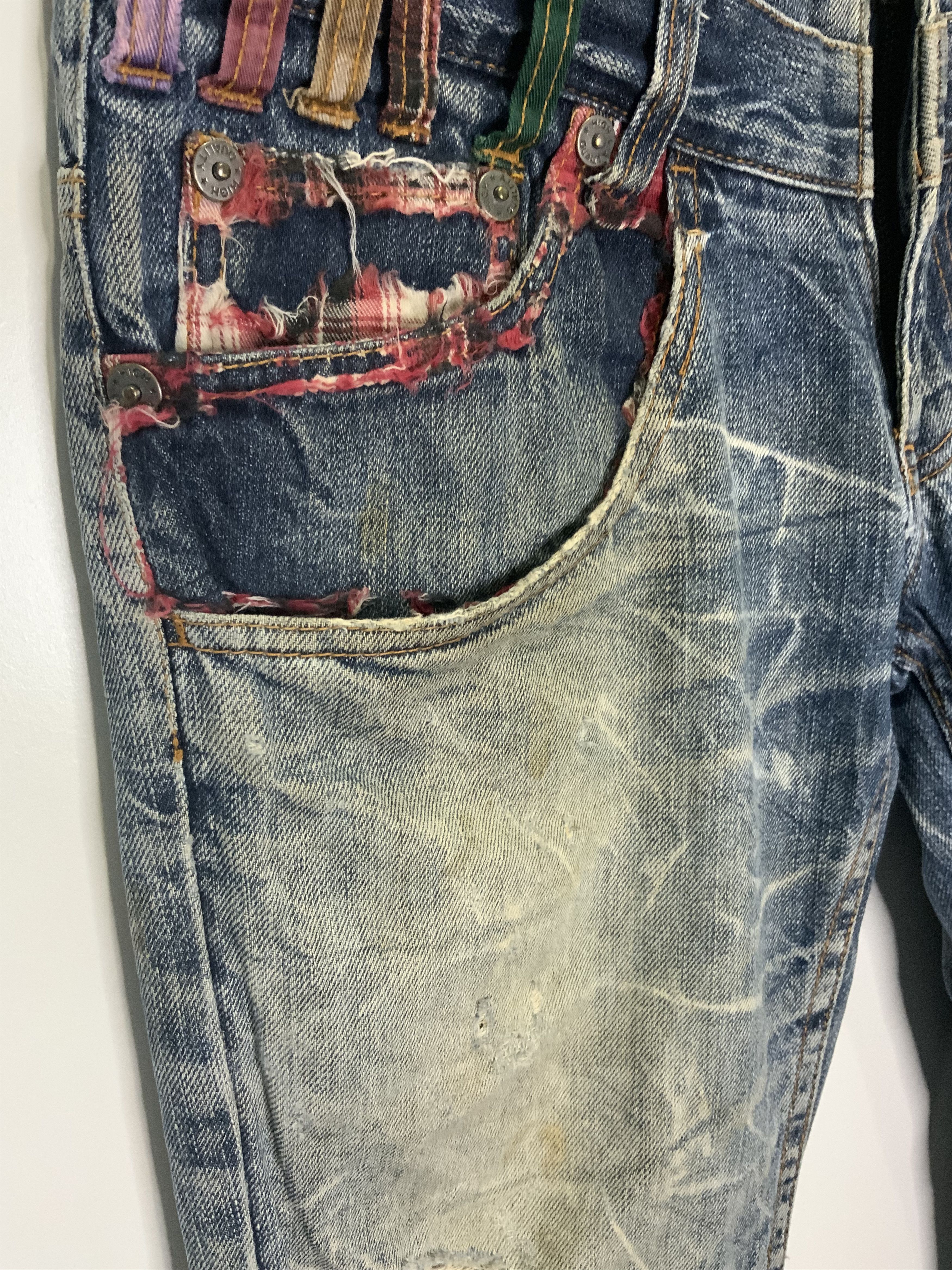 If Six Was Nine Nylaus Jeans Double Waist Style Distressed Jean Size US 30 / EU 46 - 7 Thumbnail