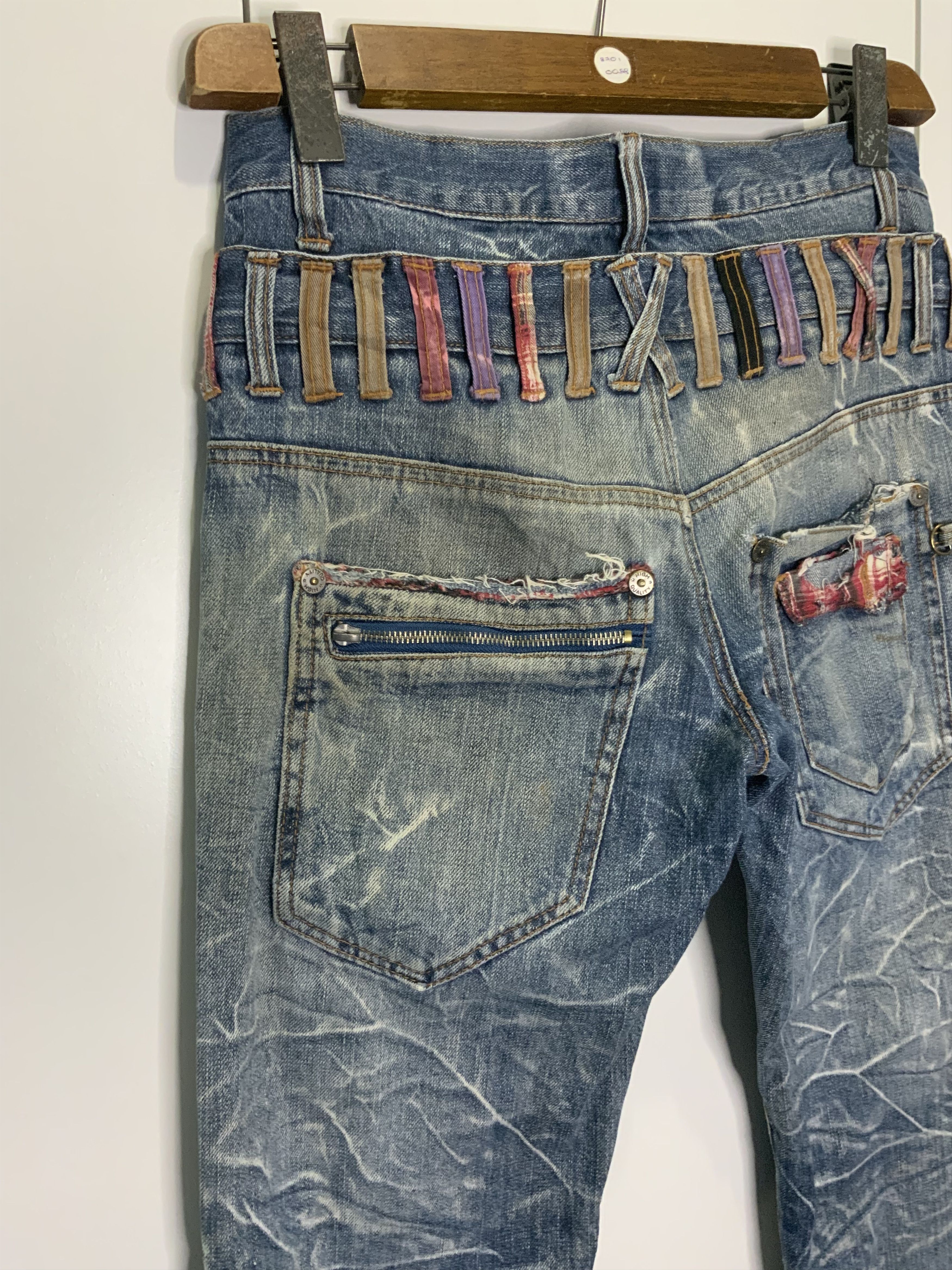 If Six Was Nine Nylaus Jeans Double Waist Style Distressed Jean Size US 30 / EU 46 - 15 Thumbnail