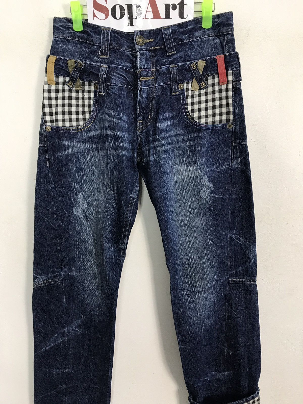 Japanese Brand × Vintage Vintage Japanese Brand Double Waist Indigo Fashion Style Size US 30 / EU 46 - 3 Thumbnail