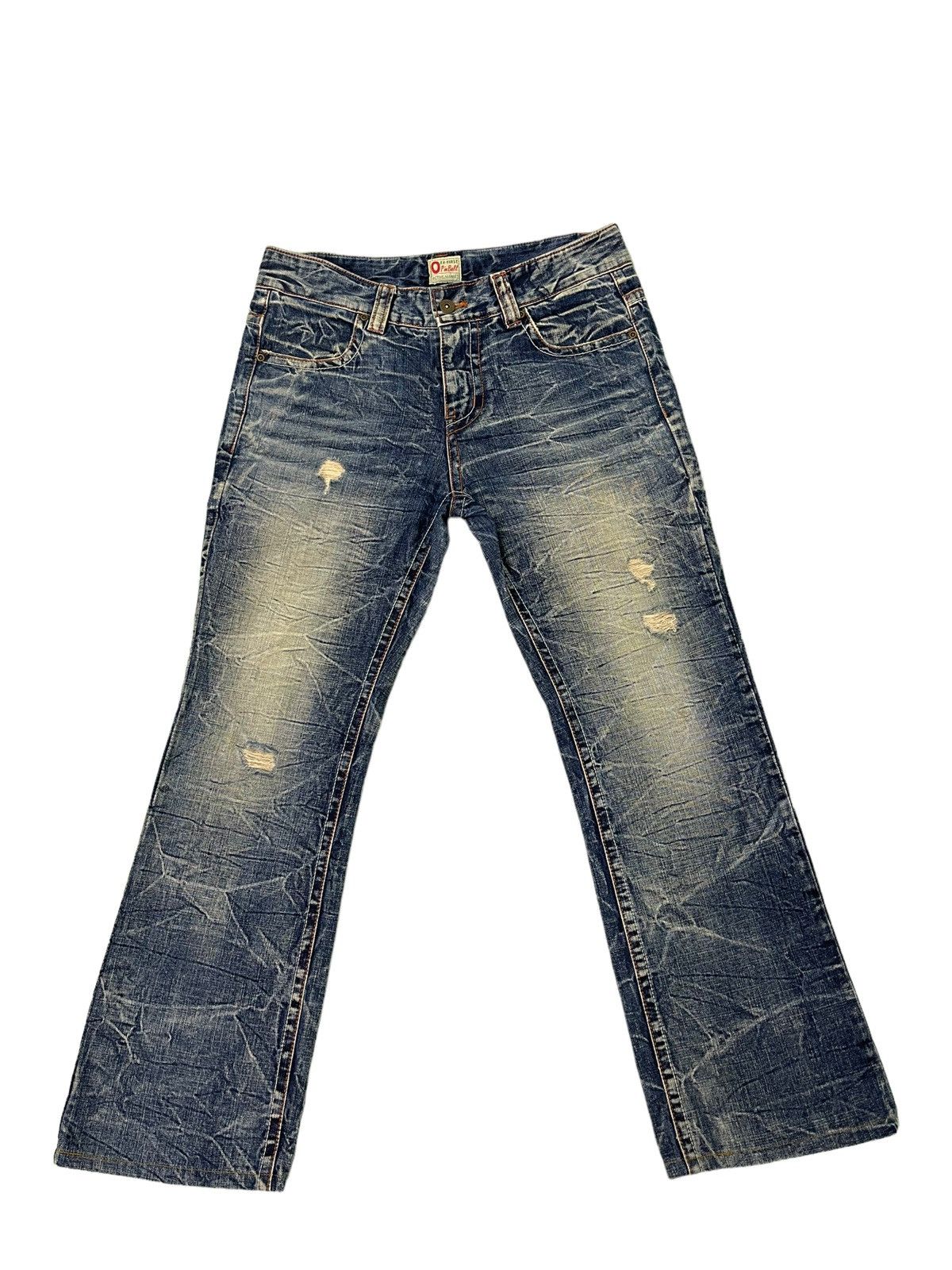 Japanese Brand Acid Wash Jeans Ozz Pinball Denim Regular Fit 4🟦5 Size US 32 / EU 48 - 2 Thumbnail