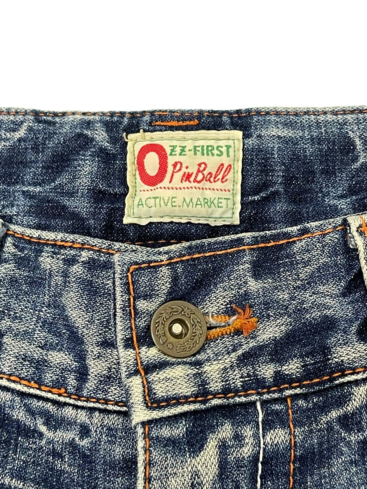 Japanese Brand Acid Wash Jeans Ozz Pinball Denim Regular Fit 4🟦5 Size US 32 / EU 48 - 11 Thumbnail
