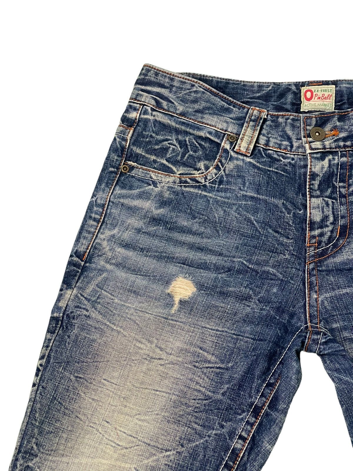 Japanese Brand Acid Wash Jeans Ozz Pinball Denim Regular Fit 4🟦5 Size US 32 / EU 48 - 9 Thumbnail