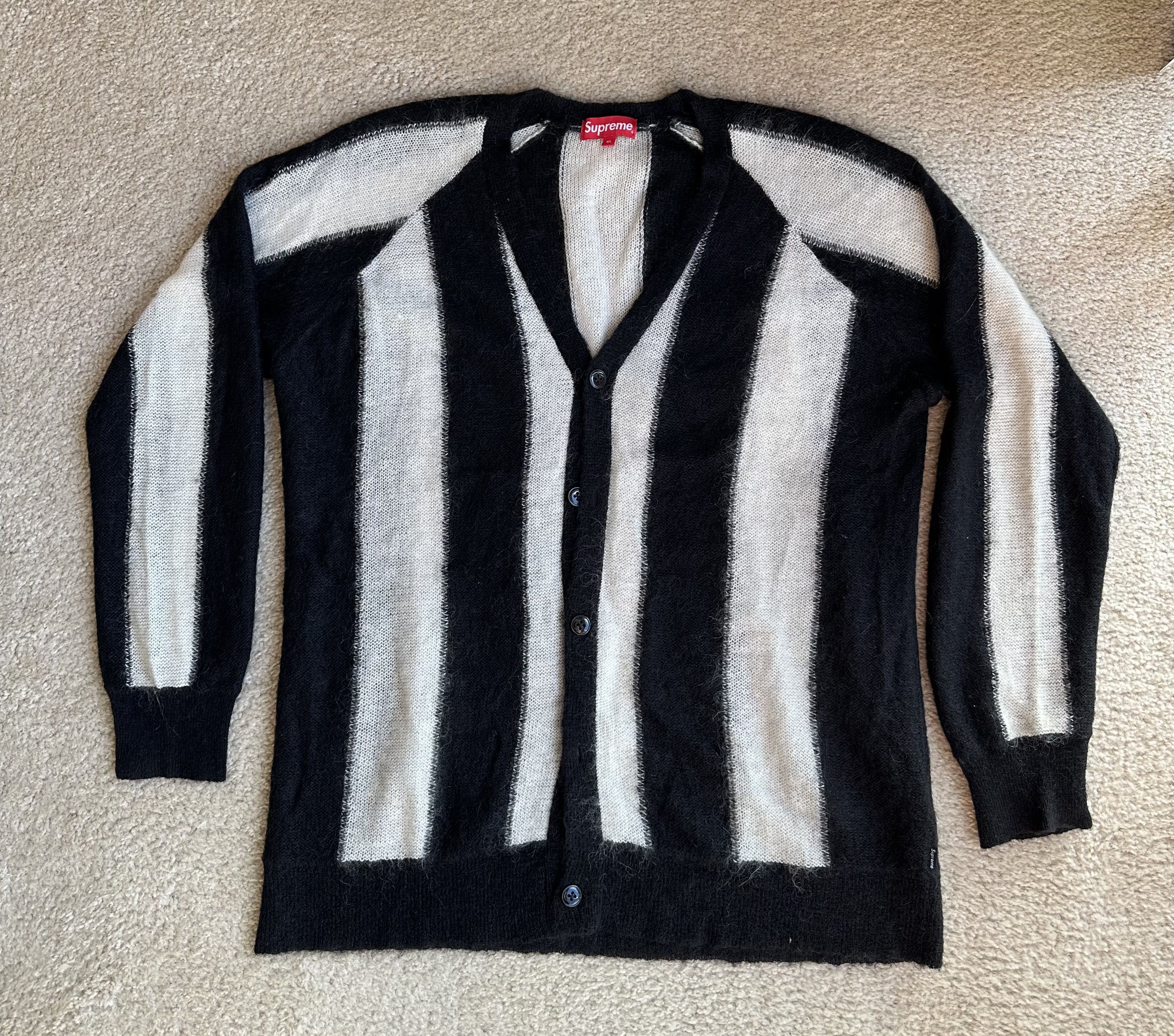 Supreme Striped Mohair Cardigan M発送は追跡付きでいたします