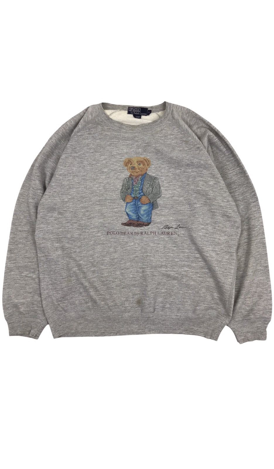 image of Polo Ralph Lauren x Ralph Lauren Vintage Polo Bear By Ralph Laurent Crewneck Sweatshirt in Grey (Si
