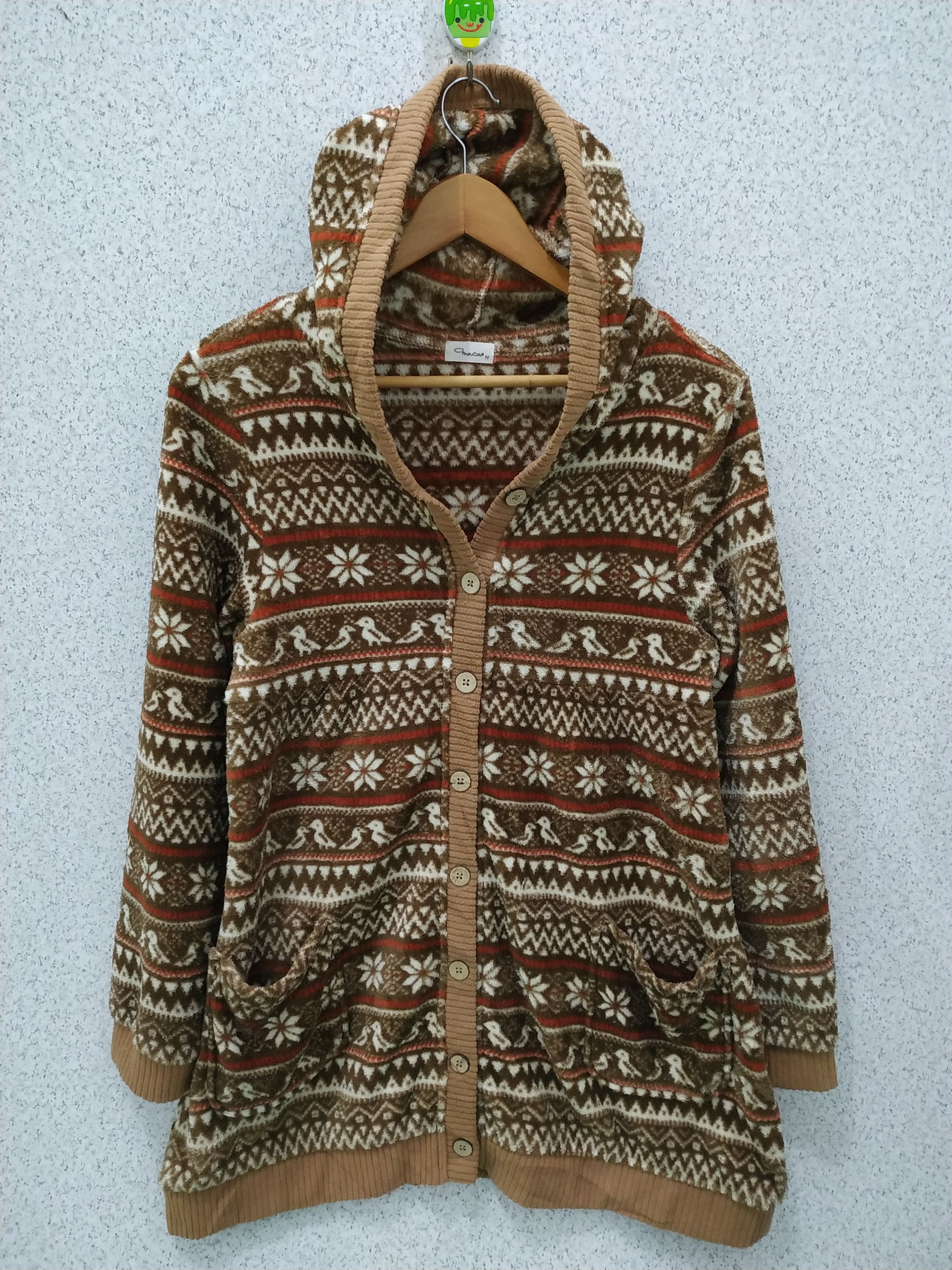 Japanese Brand Chacha Navajo Fleece Hooded Cardigan Size US M / EU 48-50 / 2 - 1 Thumbnail