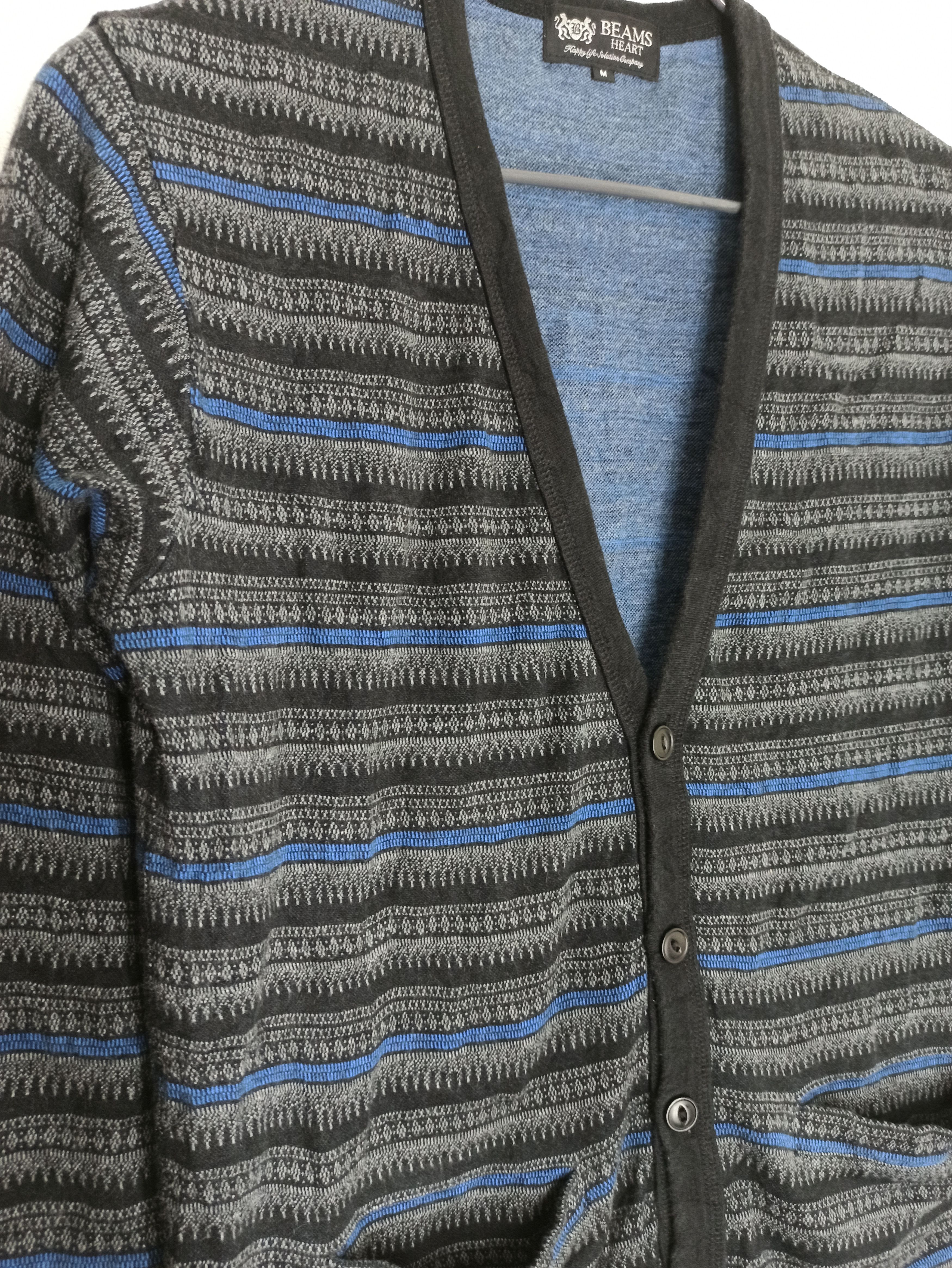 Beams Plus Beams Cardigan Stripe Pattern By Beam Heart Ship Via DHL Size US M / EU 48-50 / 2 - 2 Thumbnail