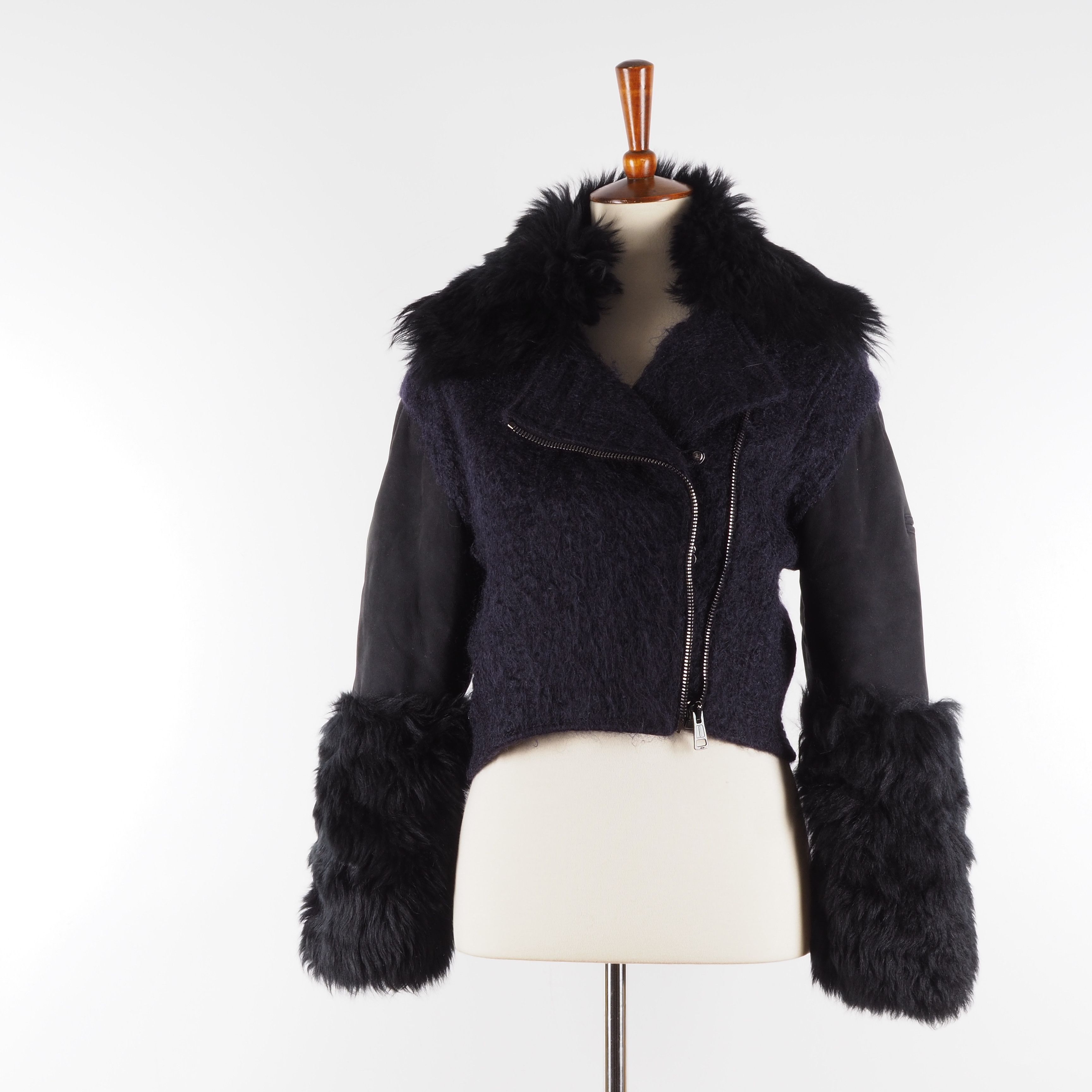 Roberto Cavalli Roberto Cavalli Shearling Leather Mohair Cropped Jacket Size XS / US 0-2 / IT 36-38 - 7 Thumbnail