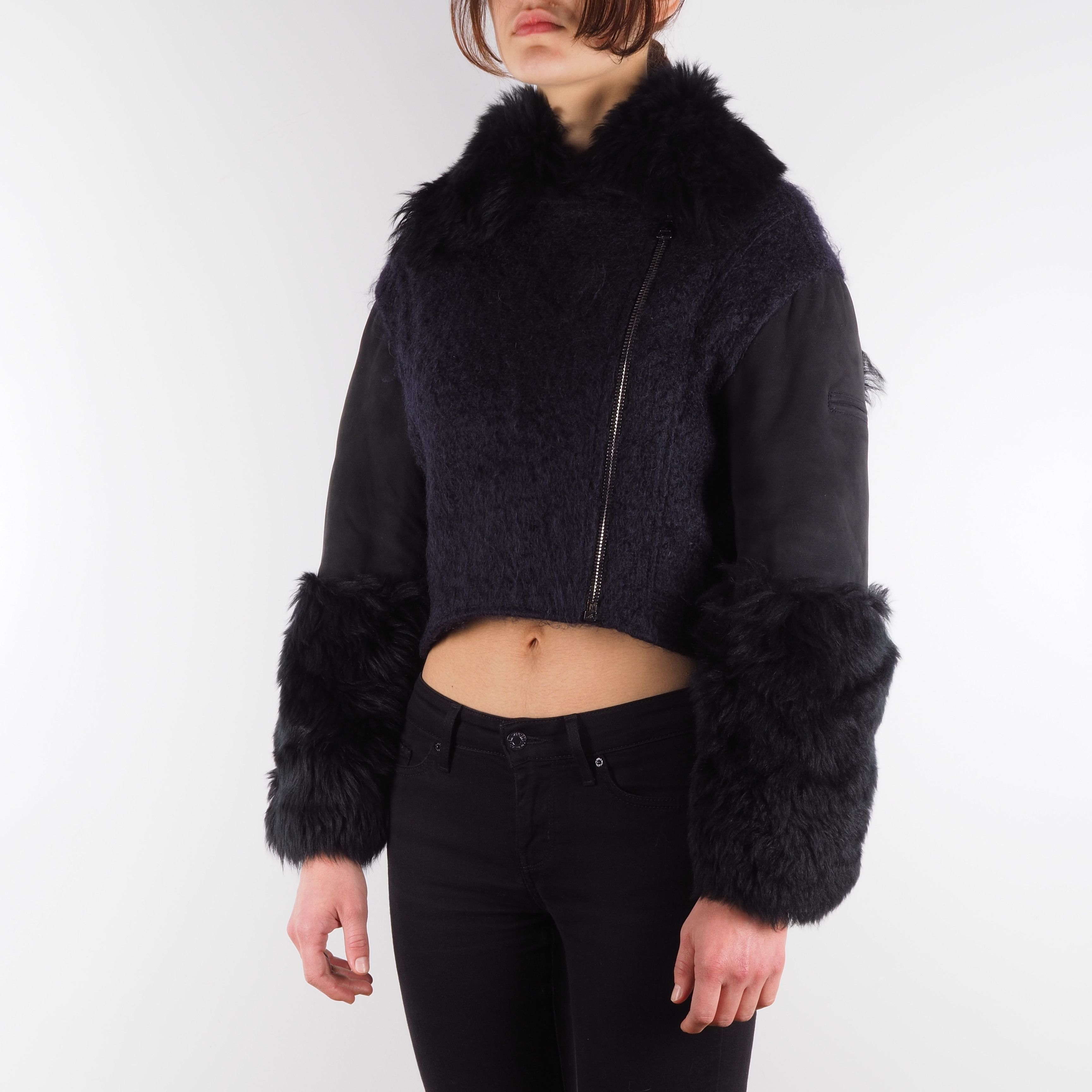 Roberto Cavalli Roberto Cavalli Shearling Leather Mohair Cropped Jacket Size XS / US 0-2 / IT 36-38 - 4 Thumbnail