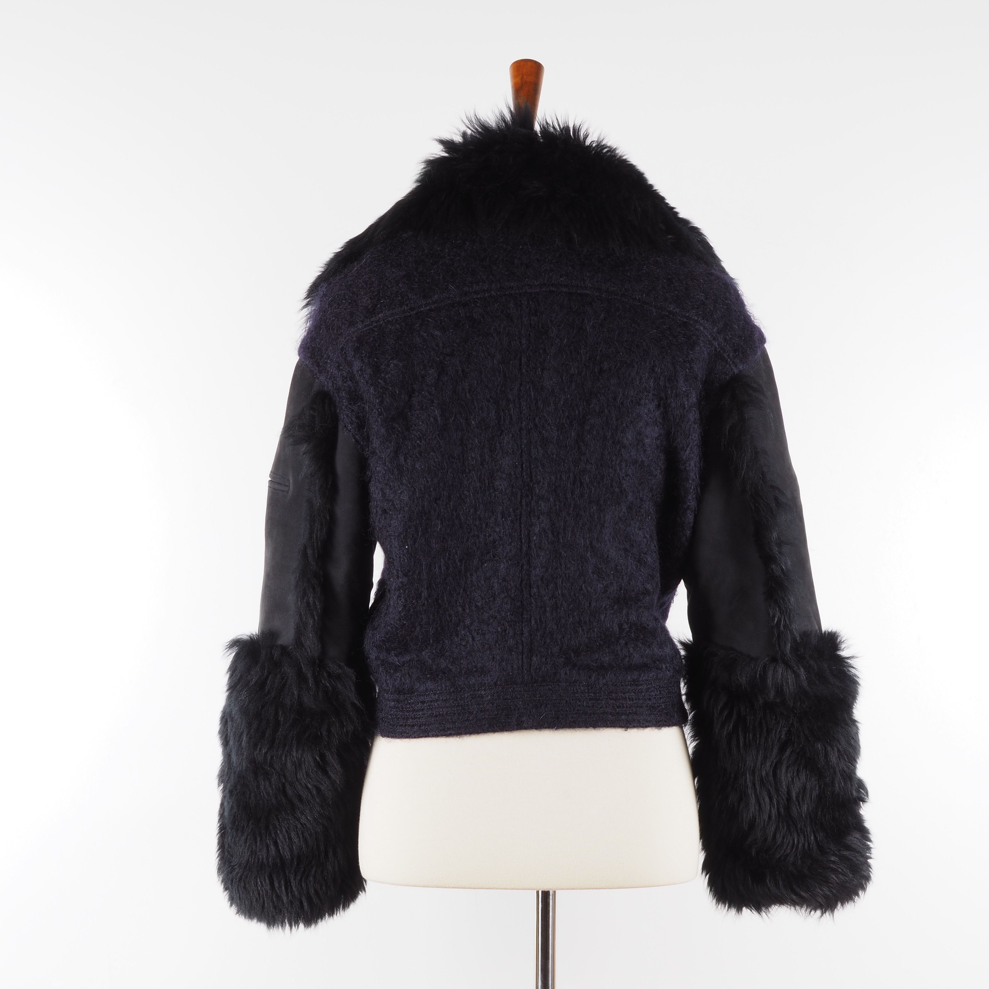 Roberto Cavalli Roberto Cavalli Shearling Leather Mohair Cropped Jacket Size XS / US 0-2 / IT 36-38 - 8 Thumbnail