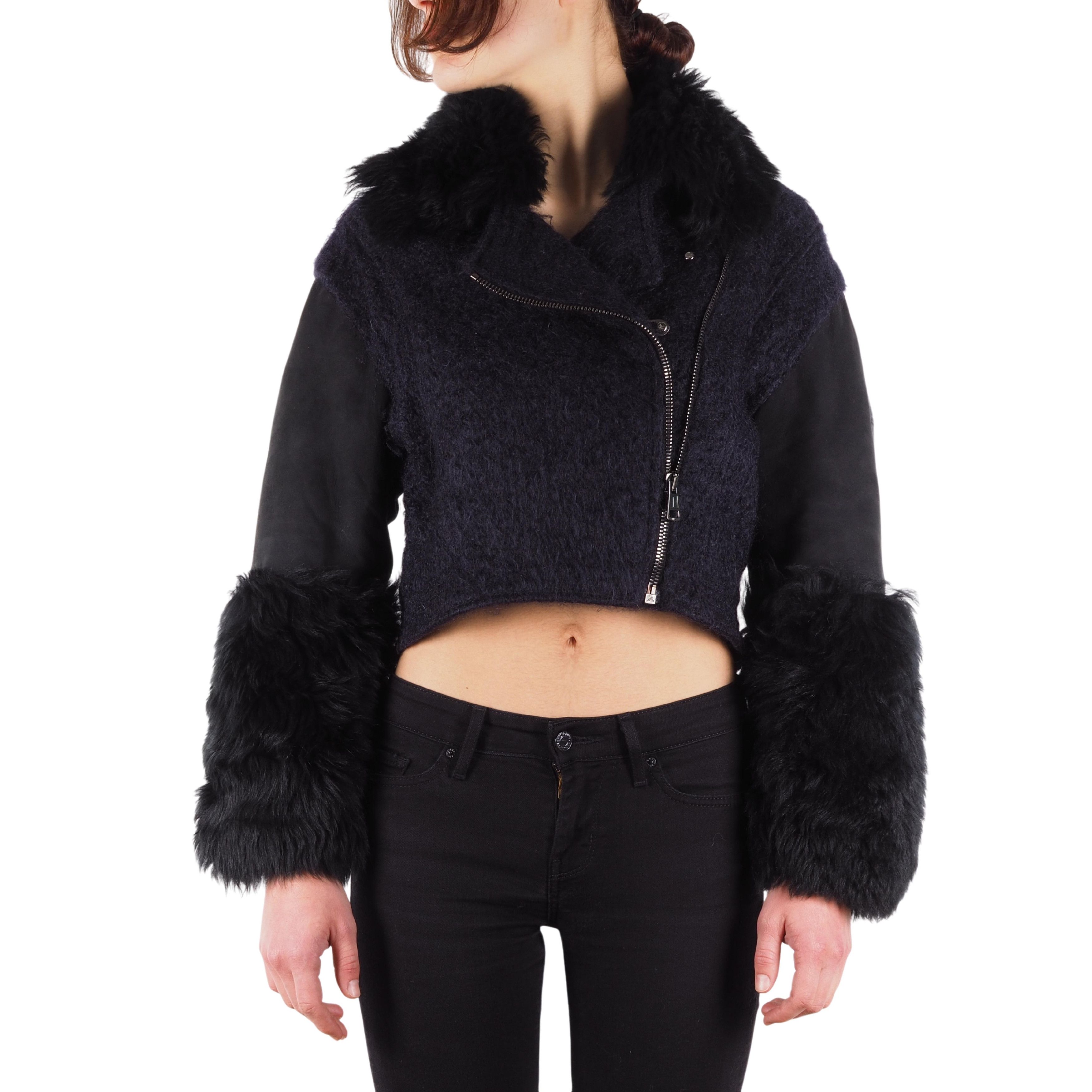 Roberto Cavalli Roberto Cavalli Shearling Leather Mohair Cropped Jacket Size XS / US 0-2 / IT 36-38 - 1 Thumbnail