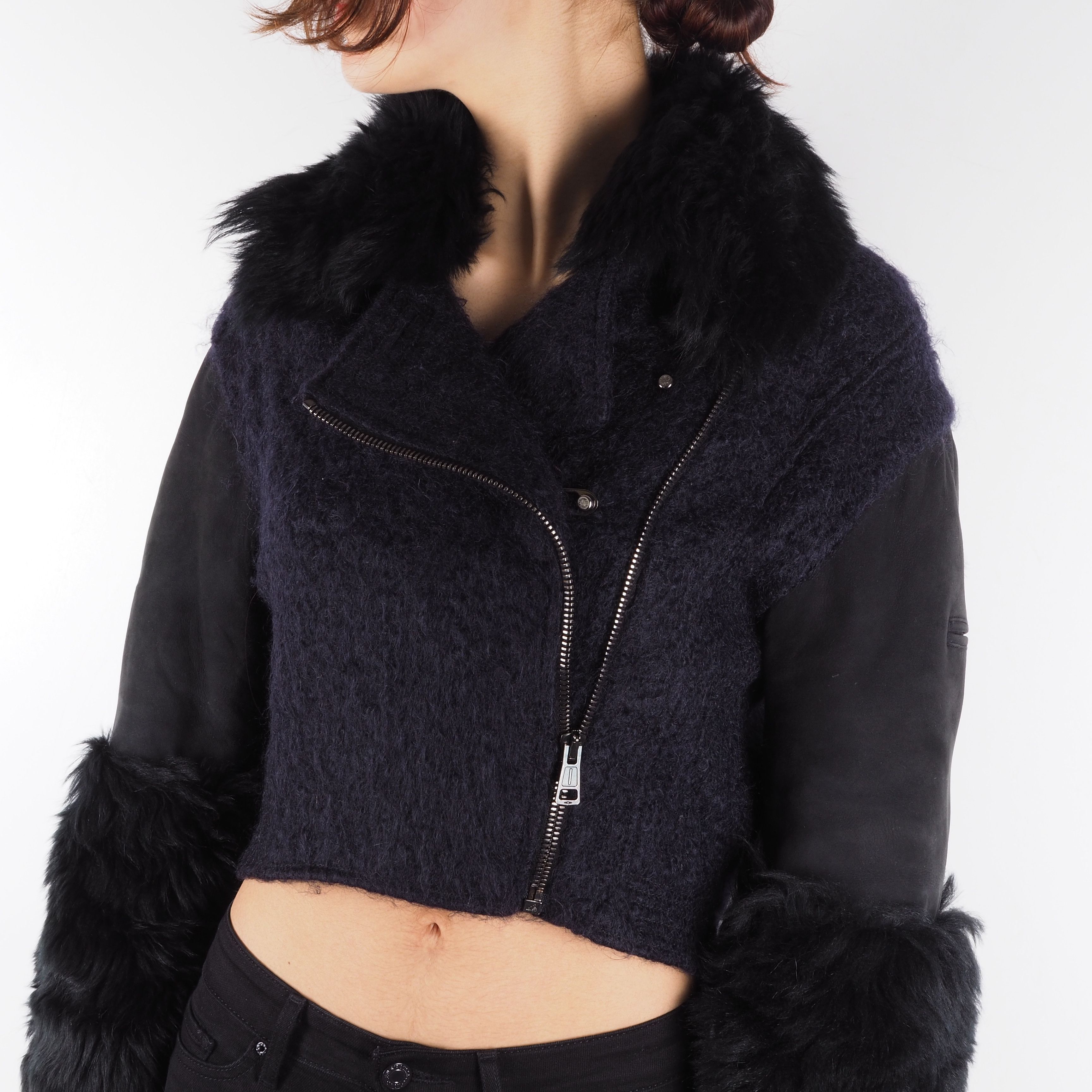 Roberto Cavalli Roberto Cavalli Shearling Leather Mohair Cropped Jacket Size XS / US 0-2 / IT 36-38 - 2 Thumbnail