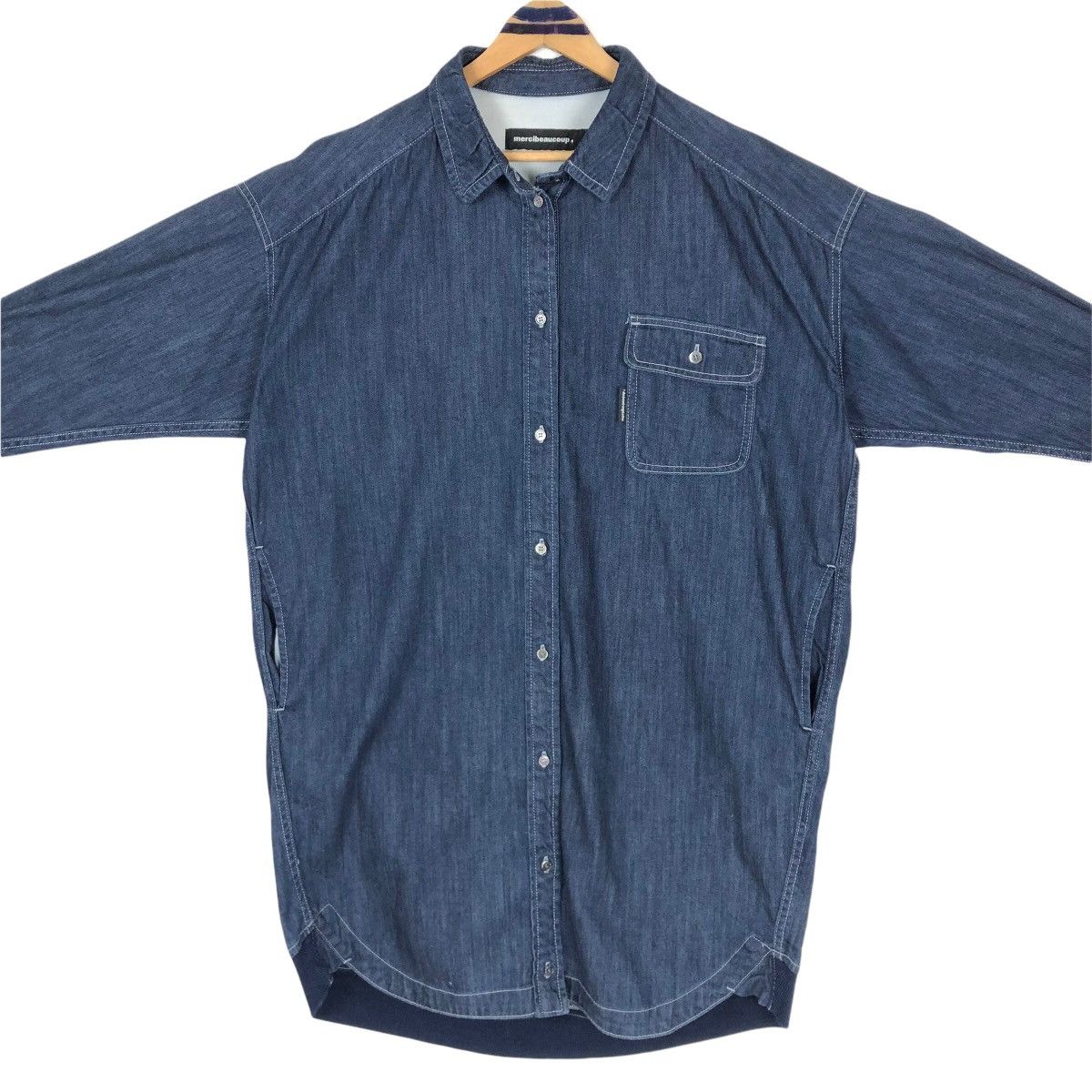 Issey Miyake Mercibeaucoup by Issey Miyake Women’s Denim Dress Shirt Size S / US 4 / IT 40 - 3 Thumbnail