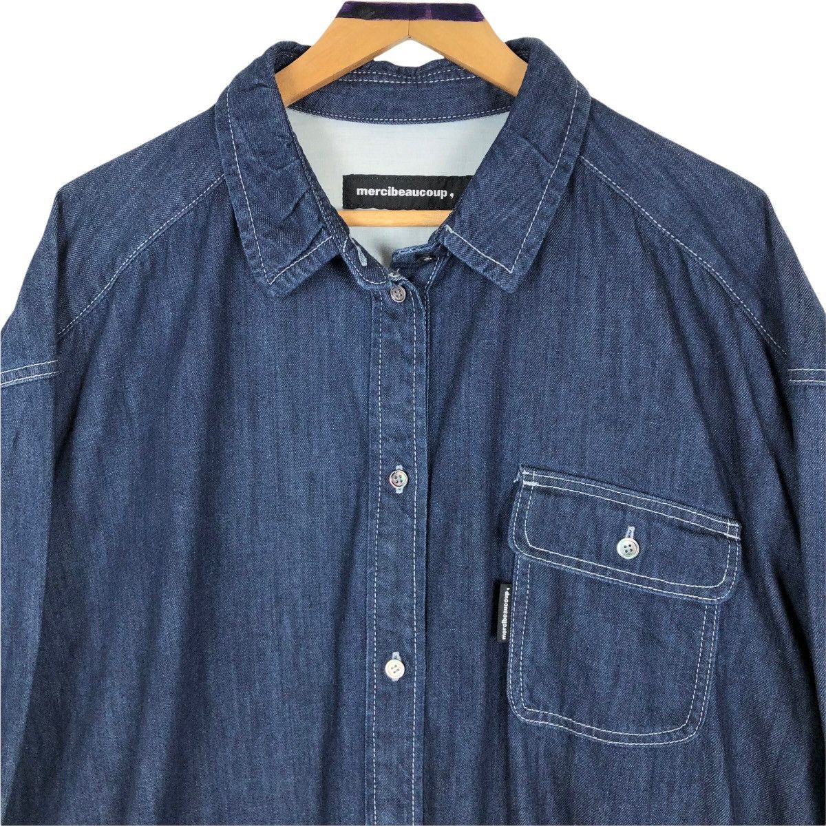 Issey Miyake Mercibeaucoup by Issey Miyake Women’s Denim Dress Shirt Size S / US 4 / IT 40 - 5 Thumbnail