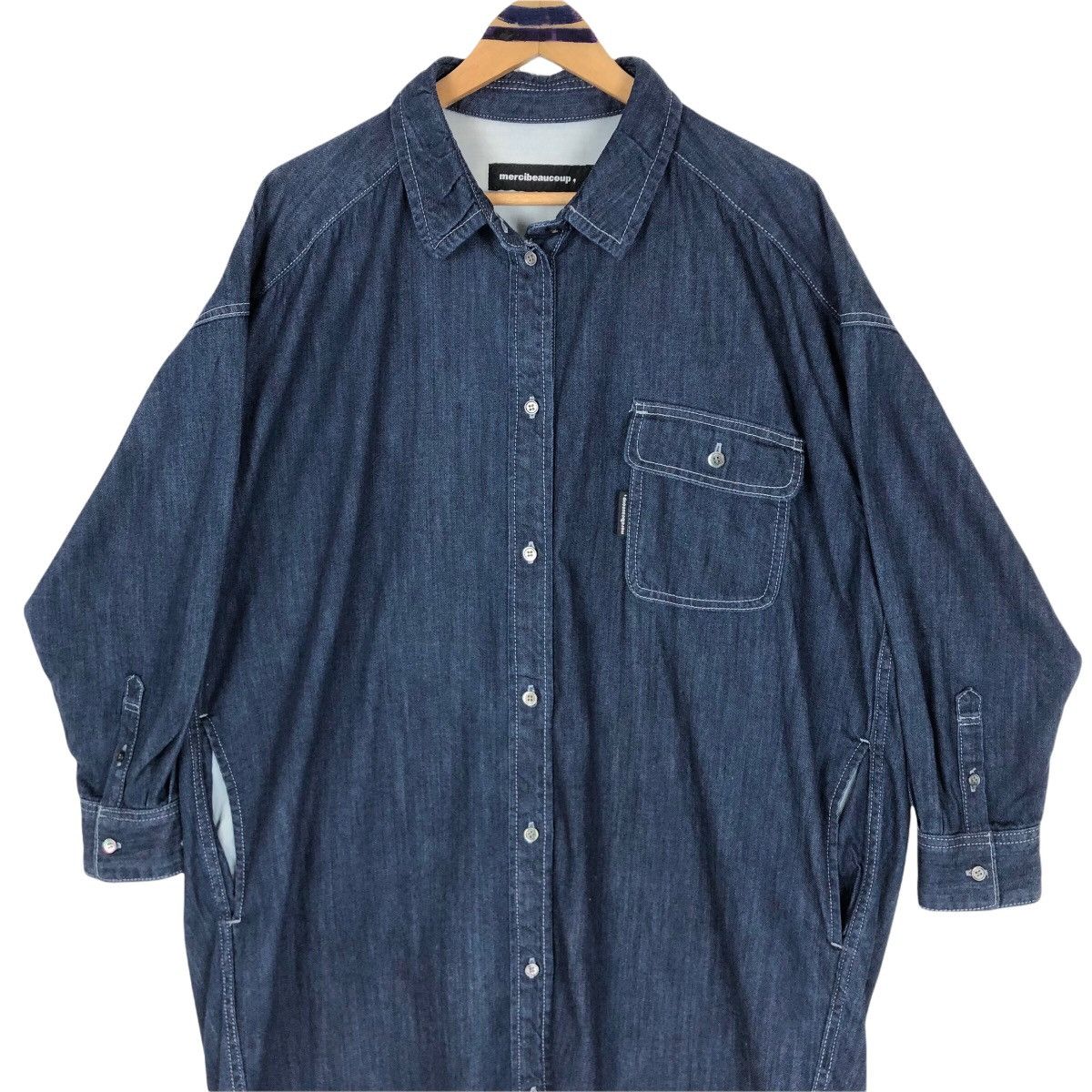 Issey Miyake Mercibeaucoup by Issey Miyake Women’s Denim Dress Shirt Size S / US 4 / IT 40 - 4 Thumbnail