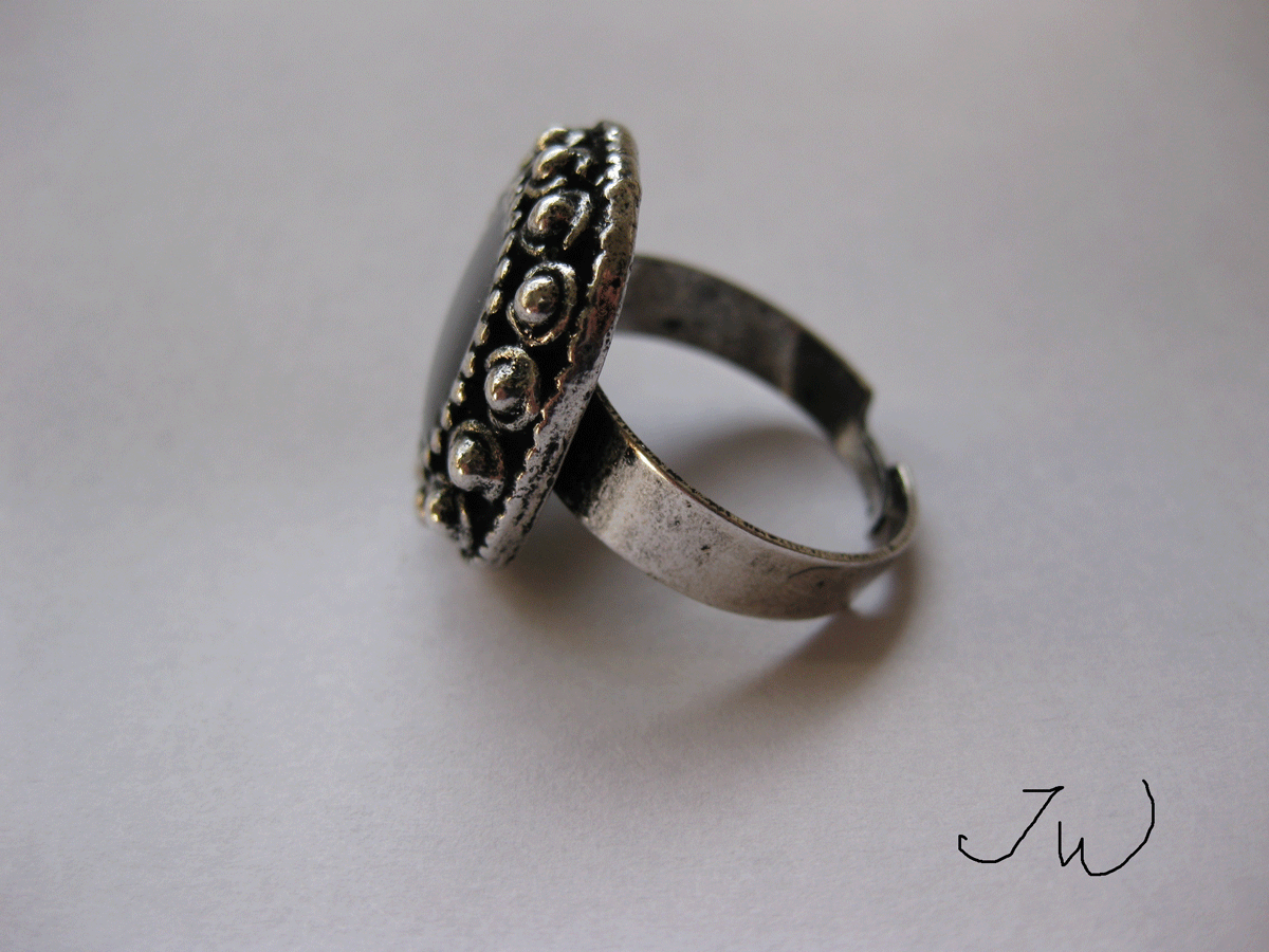 Jewelry Black CZ Tibetan Silver Adjustable Ring Size ONE SIZE - 2 Thumbnail