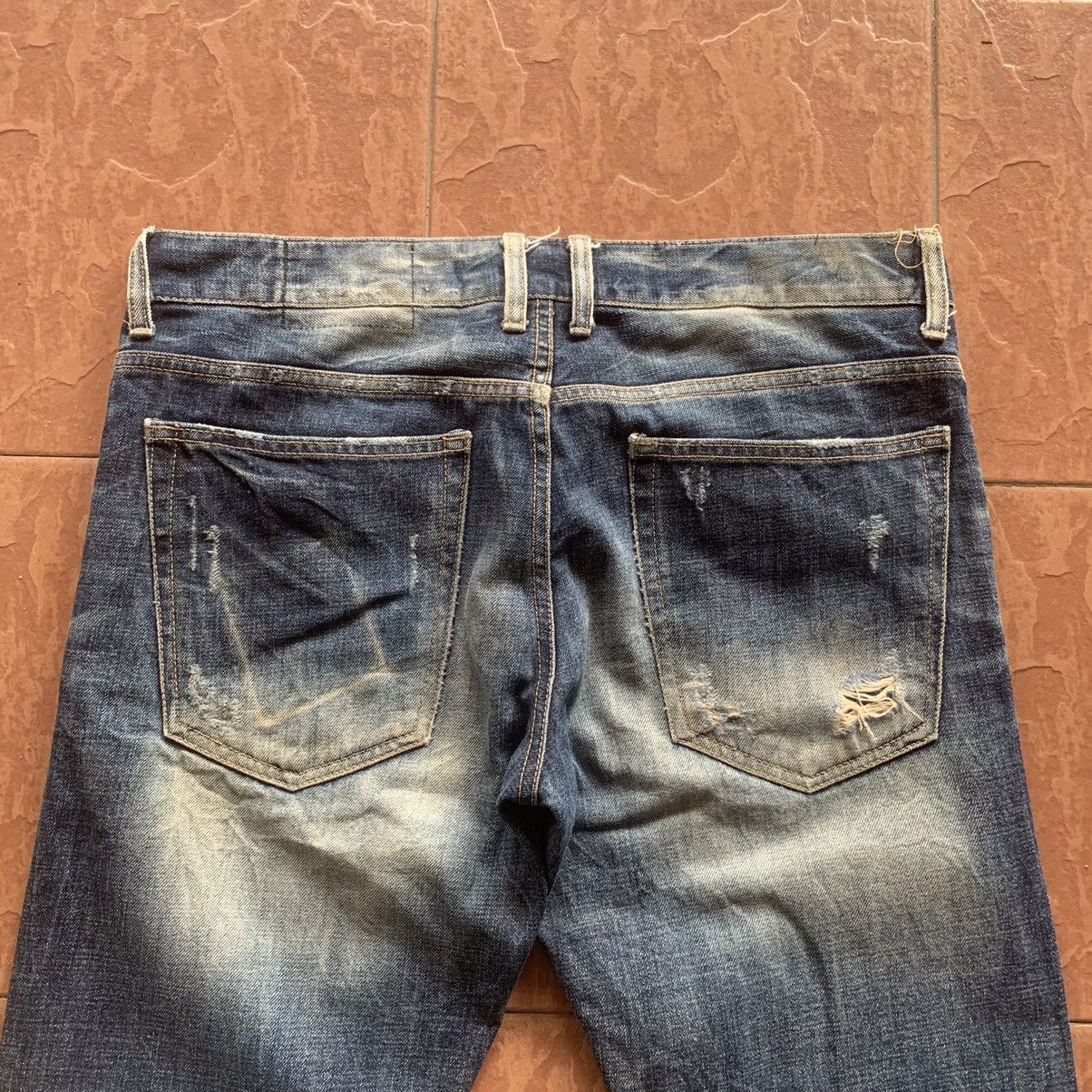 Japanese Brand × Vintage JAPANESE VINTAGE JEANS 35x31 RIPPED DPSR RUGGED DENIM PANTS Size US 35 - 11 Thumbnail