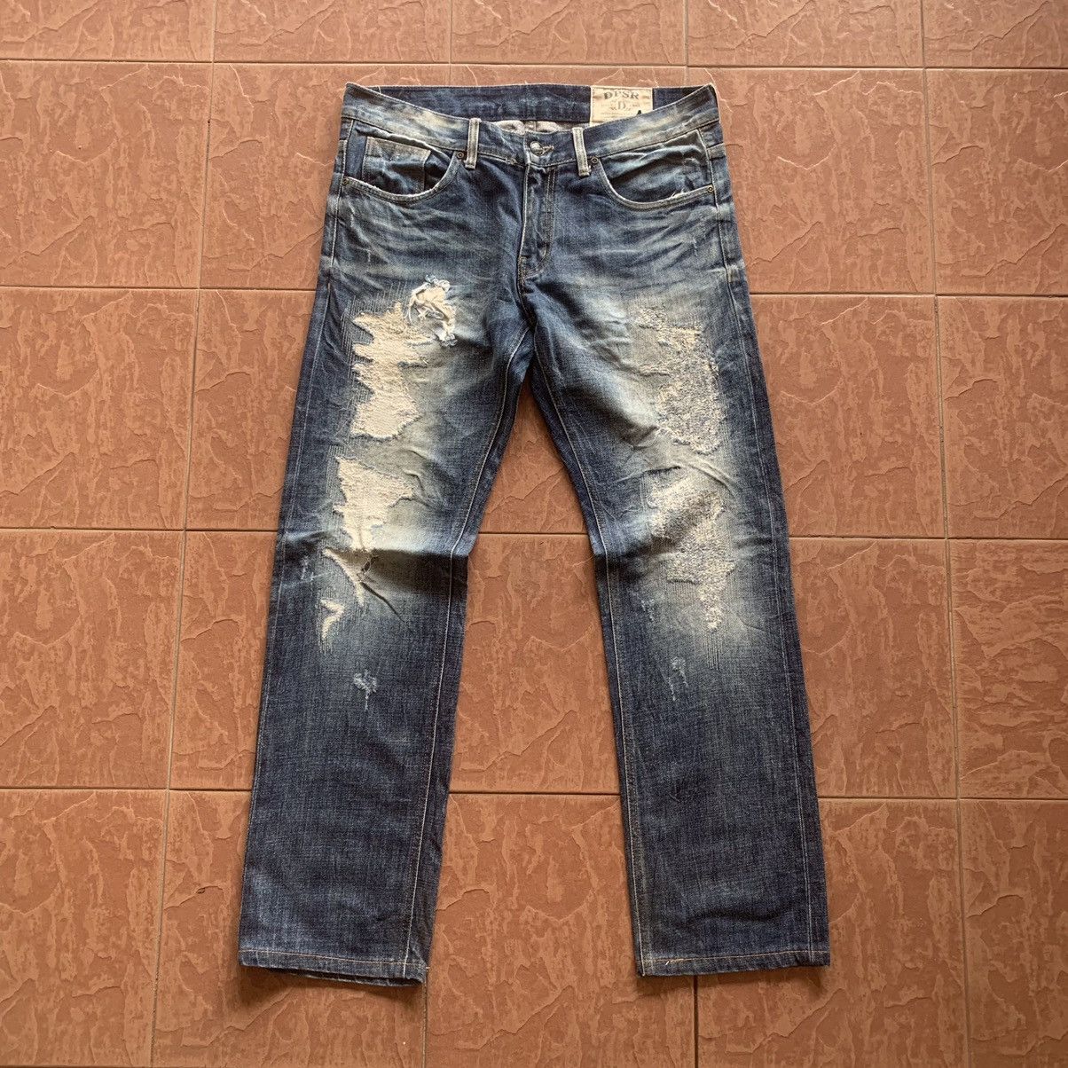 Japanese Brand × Vintage JAPANESE VINTAGE JEANS 35x31 RIPPED DPSR RUGGED DENIM PANTS Size US 35 - 1 Thumbnail