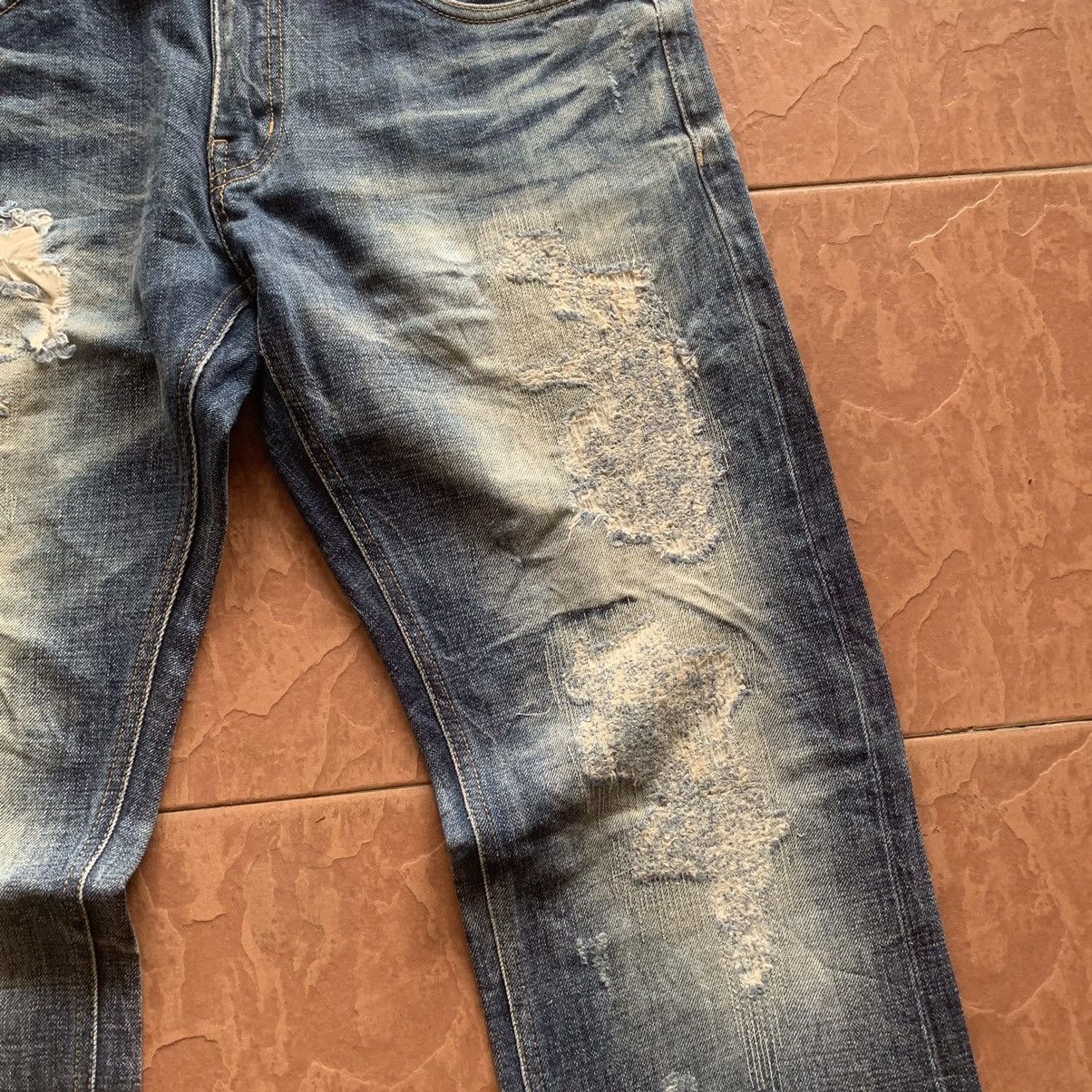 Japanese Brand × Vintage JAPANESE VINTAGE JEANS 35x31 RIPPED DPSR RUGGED DENIM PANTS Size US 35 - 6 Thumbnail