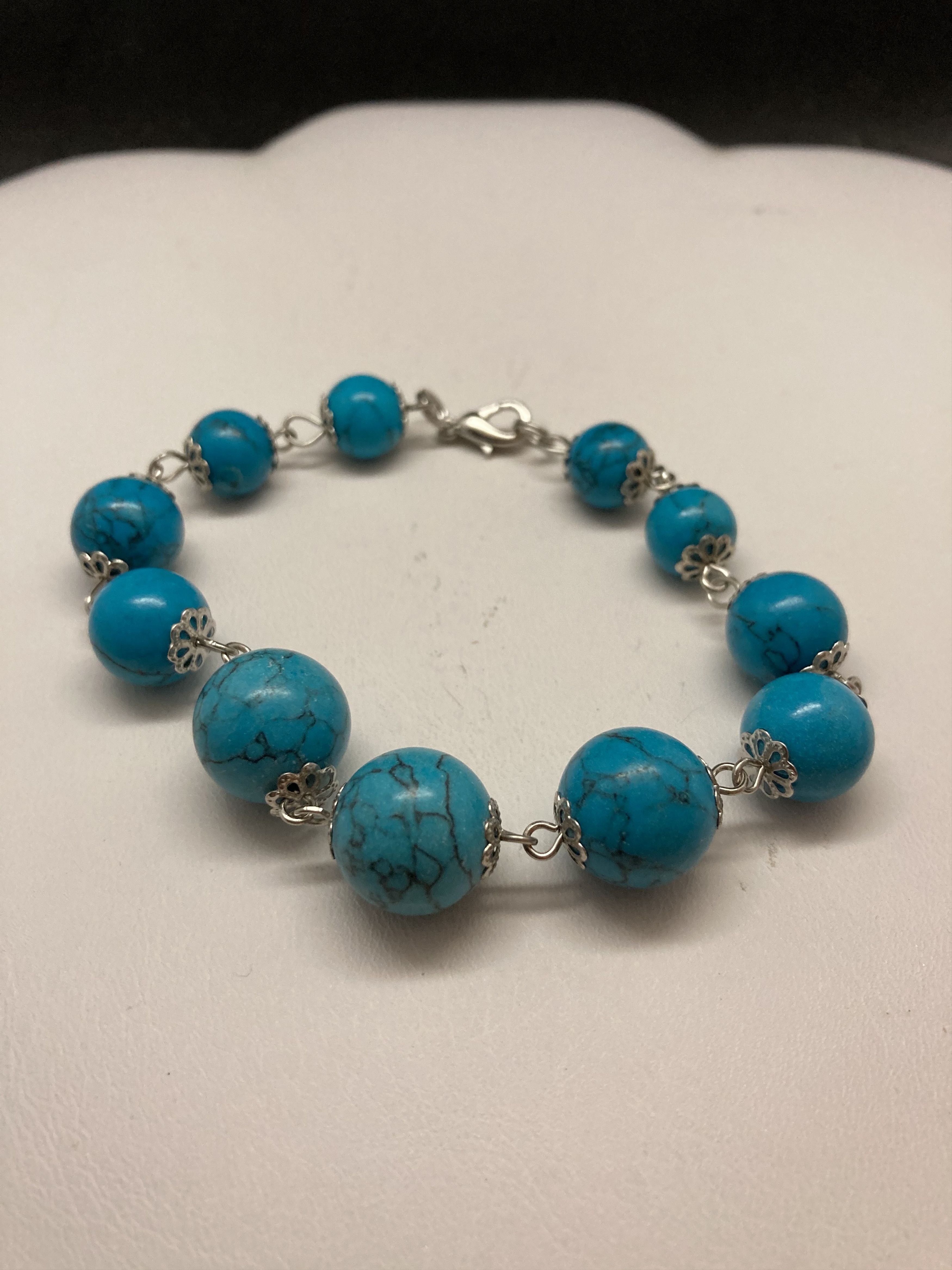 Handmade Turquoise Tibetan Silver Chain bracelet Size ONE SIZE - 2 Thumbnail