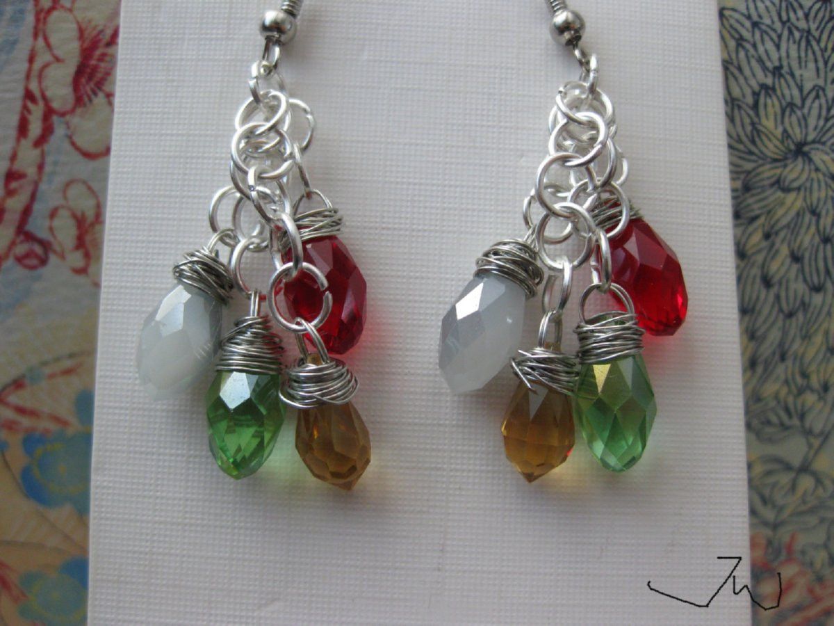 Jewelry 4 Crystal Beads Stainless Steel Dangle Earrings Size ONE SIZE - 4 Thumbnail