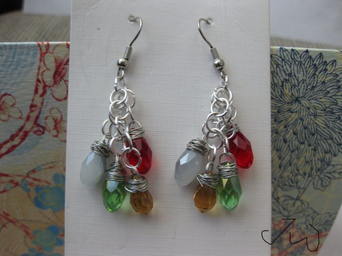 Jewelry 4 Crystal Beads Stainless Steel Dangle Earrings Size ONE SIZE - 1 Thumbnail