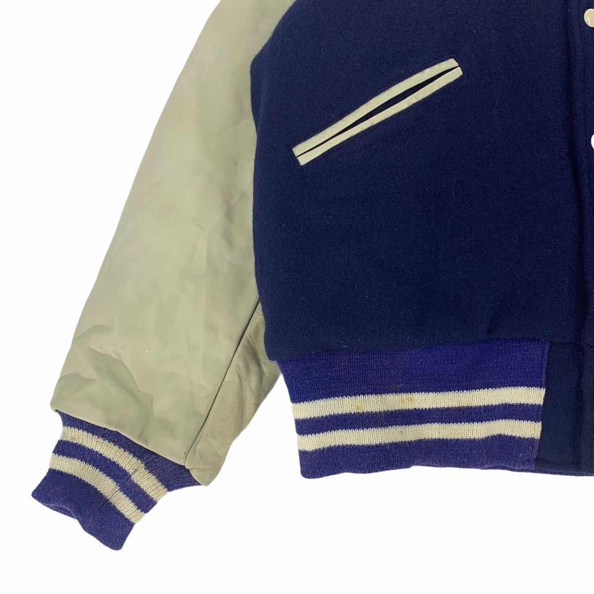 NCAA Vintage 50s Butwin Dokkyo University Leather Varsity Jacket Size US L / EU 52-54 / 3 - 3 Thumbnail
