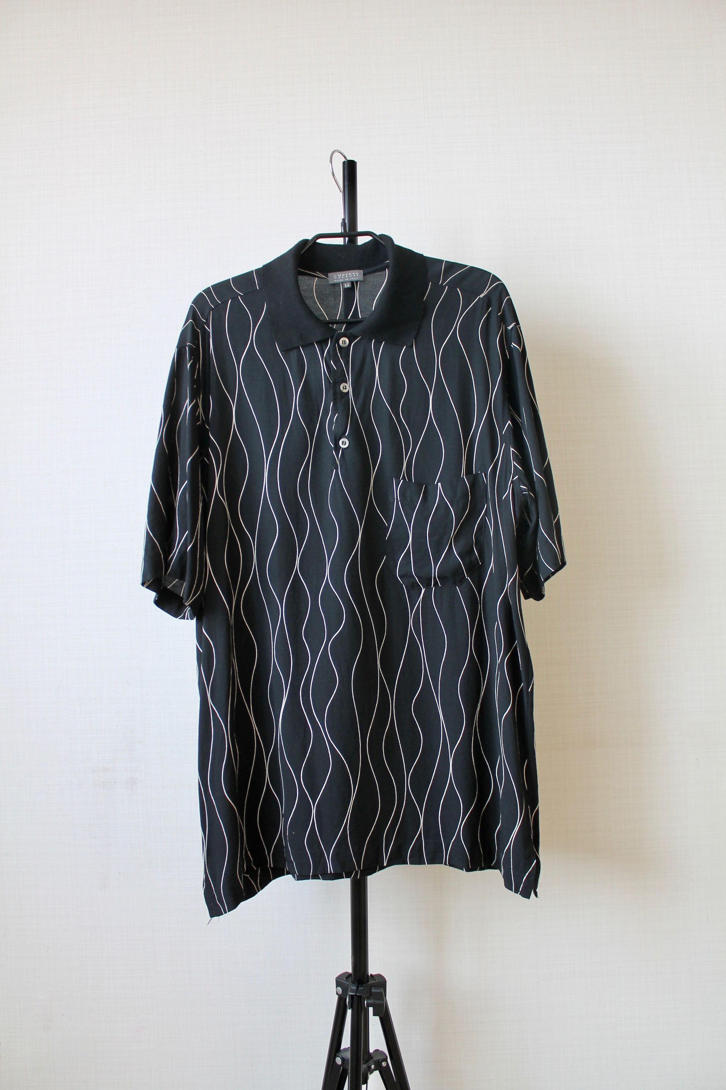 Vintage 80's - 90's Umberto Vallati Viscose Polo Shirt Black L-XL Size US L / EU 52-54 / 3 - 1 Thumbnail