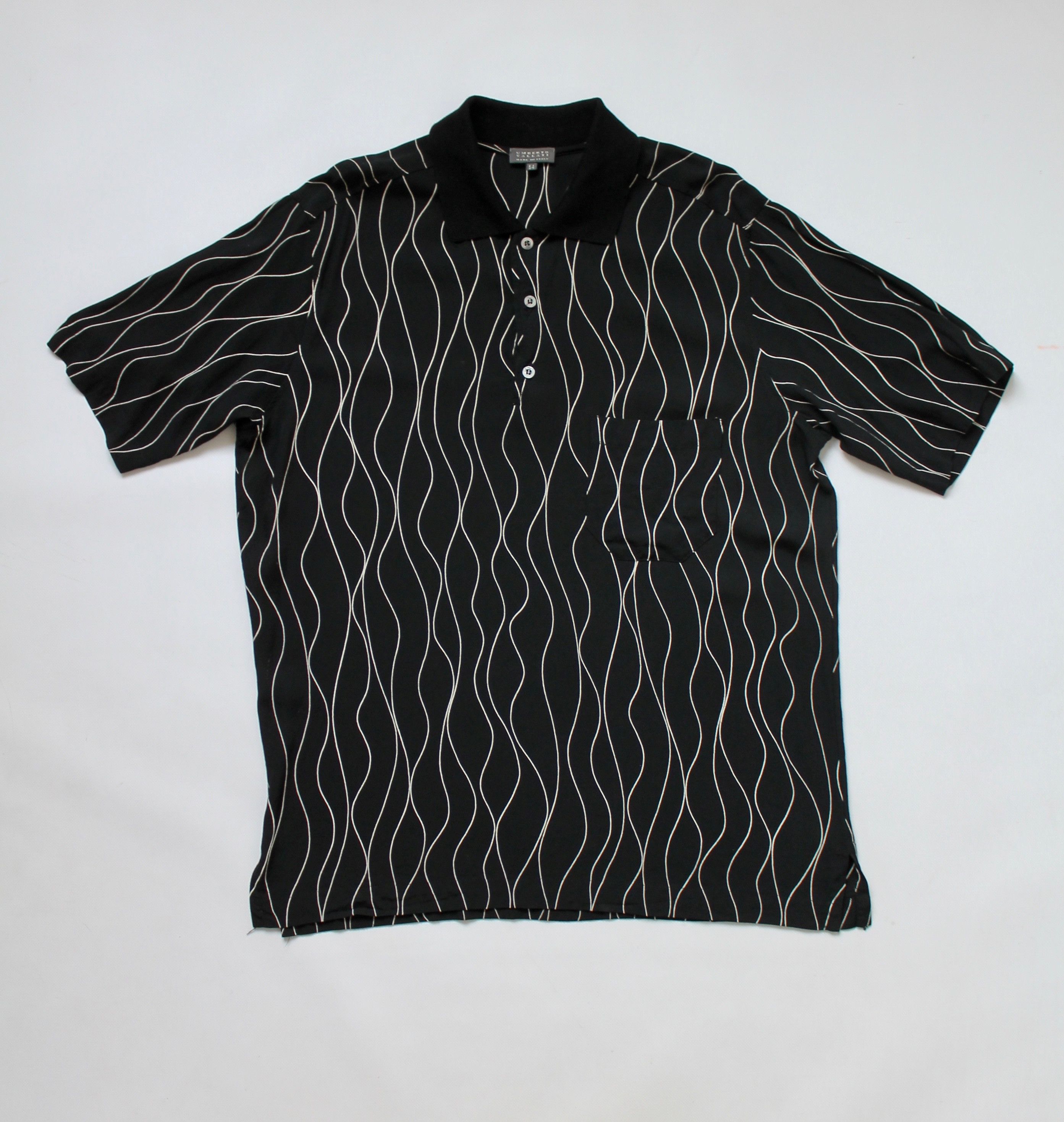 Vintage 80's - 90's Umberto Vallati Viscose Polo Shirt Black L-XL Size US L / EU 52-54 / 3 - 6 Thumbnail