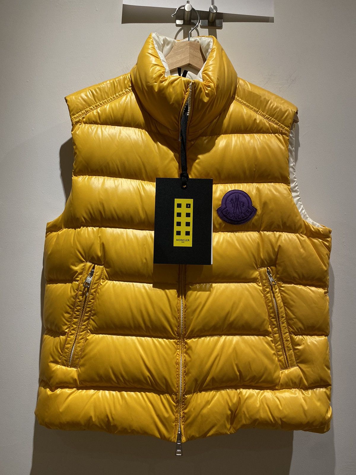 image of Moncler Genius 1952 Park Men Down Vest in Yellow (Size Medium)