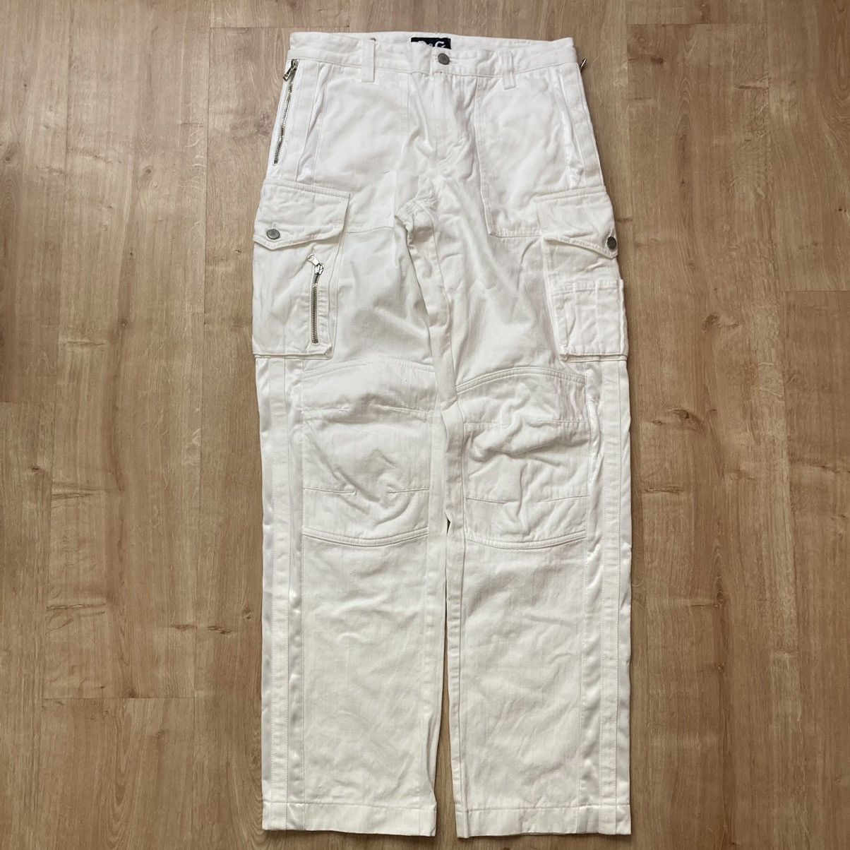 image of Archival Clothing x Dolce Gabbana Y2K Zipper Cargos in White, Men's (Size 31)