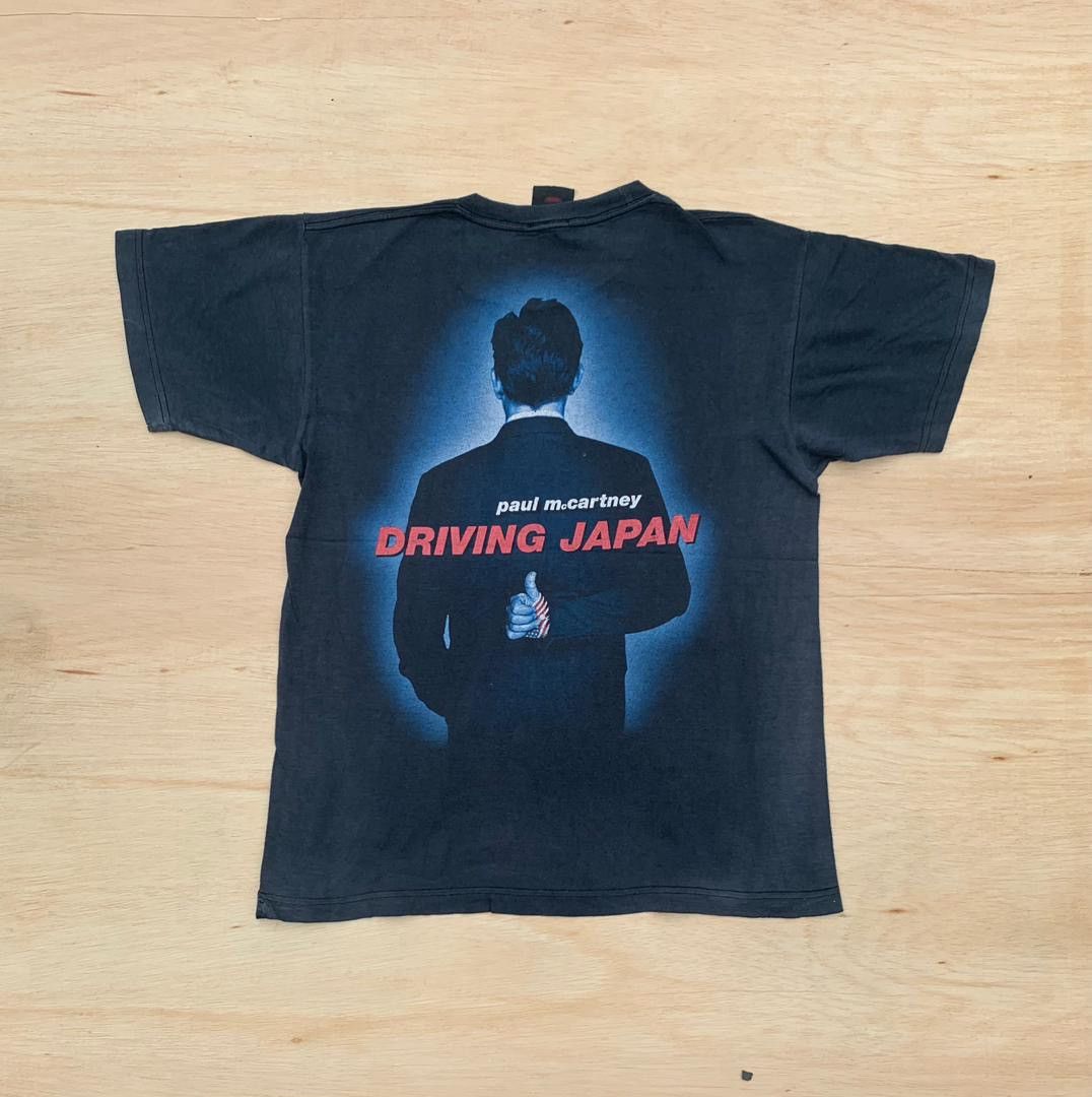 image of Band Tees x Tour Tee Vintage Tee Paul Mccartney B10 The Beatles Driving Japan in Black (Size Medium