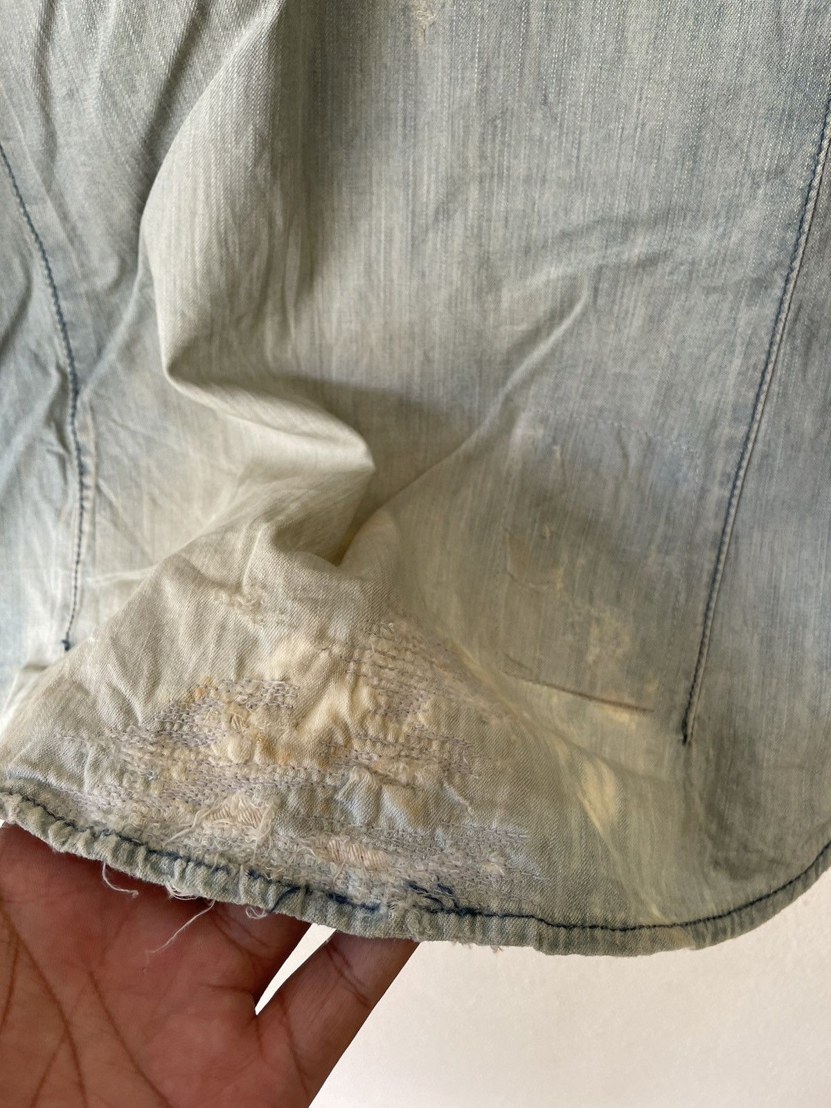 Japanese Brand BORO SASHIKO DELAY BY UFIN AND SONS CHAMBRAY Size US M / EU 48-50 / 2 - 15 Thumbnail