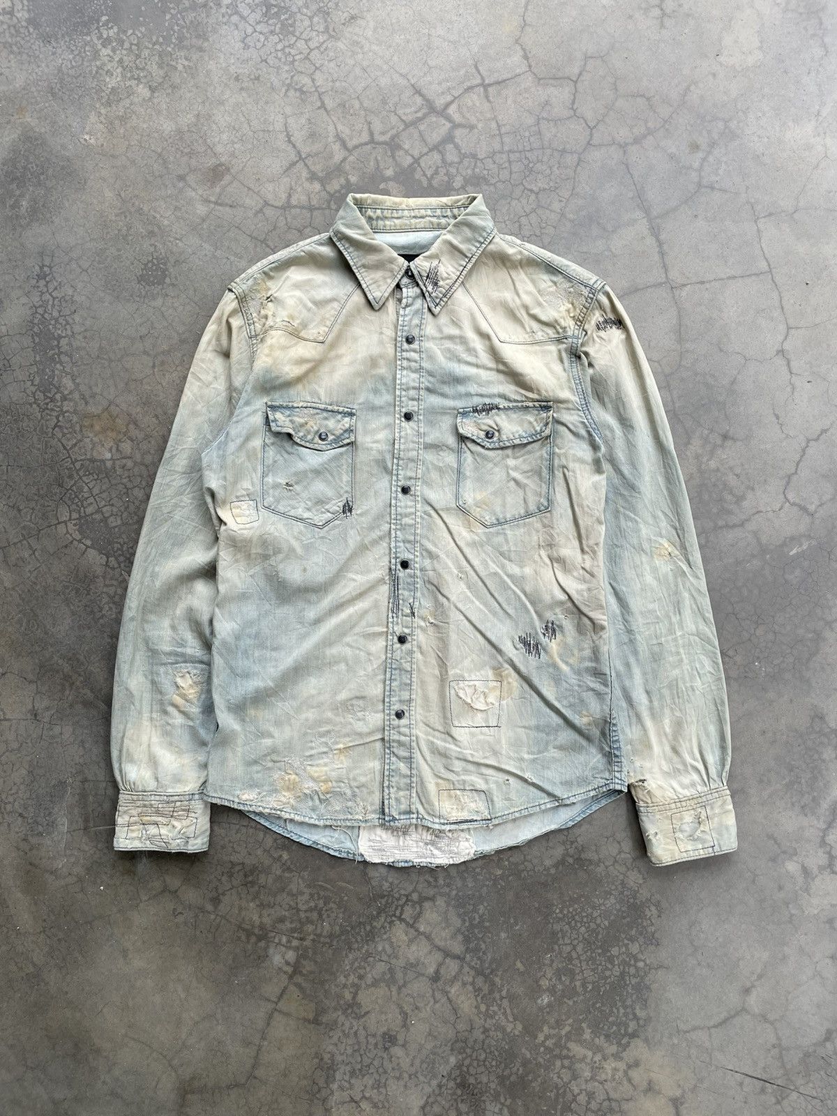 Japanese Brand BORO SASHIKO DELAY BY UFIN AND SONS CHAMBRAY Size US M / EU 48-50 / 2 - 2 Thumbnail