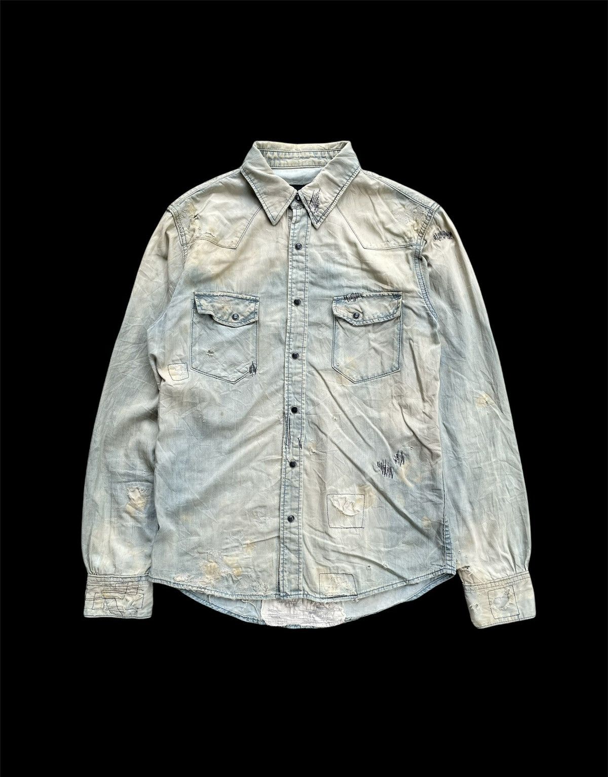 Japanese Brand BORO SASHIKO DELAY BY UFIN AND SONS CHAMBRAY Size US M / EU 48-50 / 2 - 1 Thumbnail