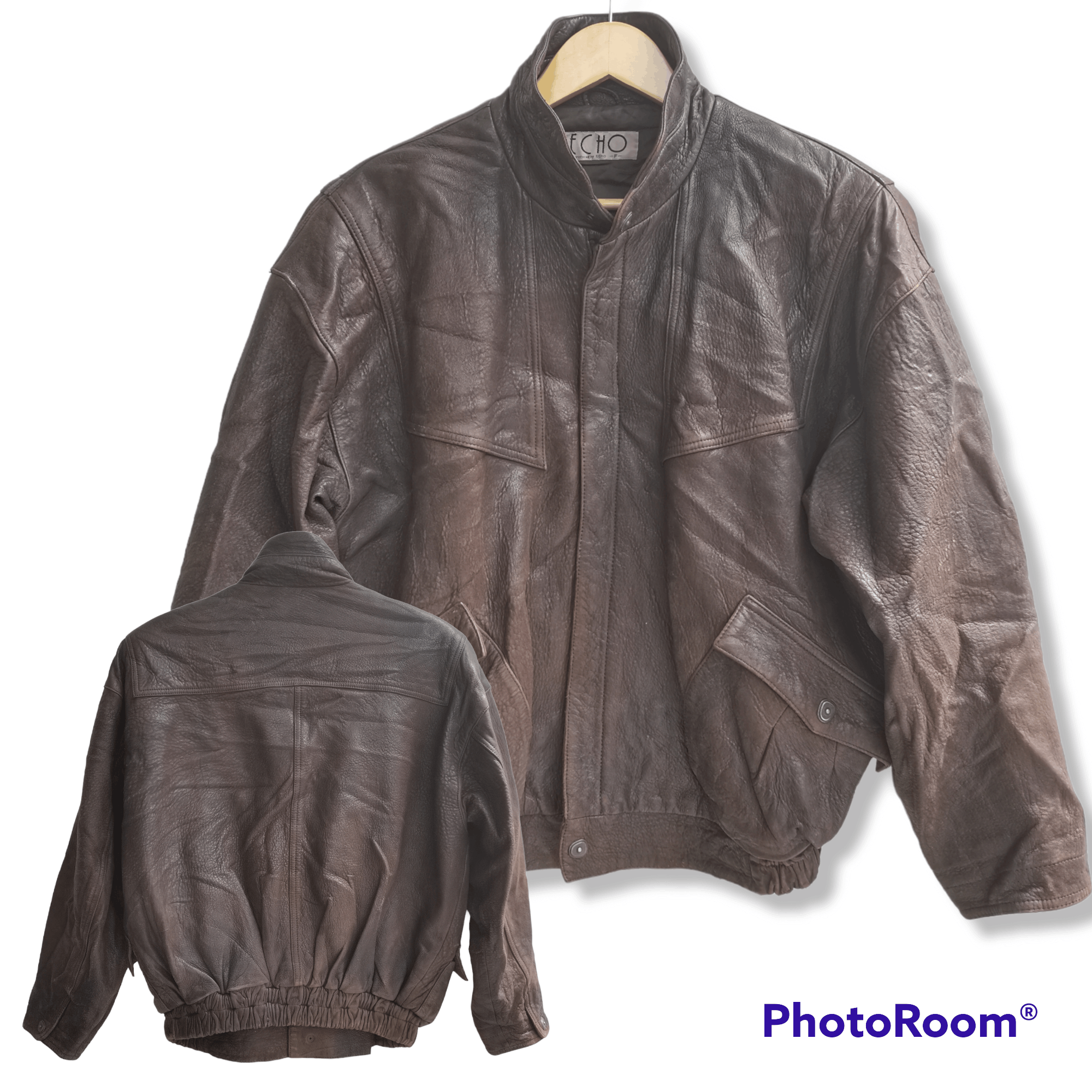 Genuine Leather × Vintage Steal🔥Vintage 90's ECHO Genuine Leather Korean Style Jacket Size US XL / EU 56 / 4 - 1 Thumbnail