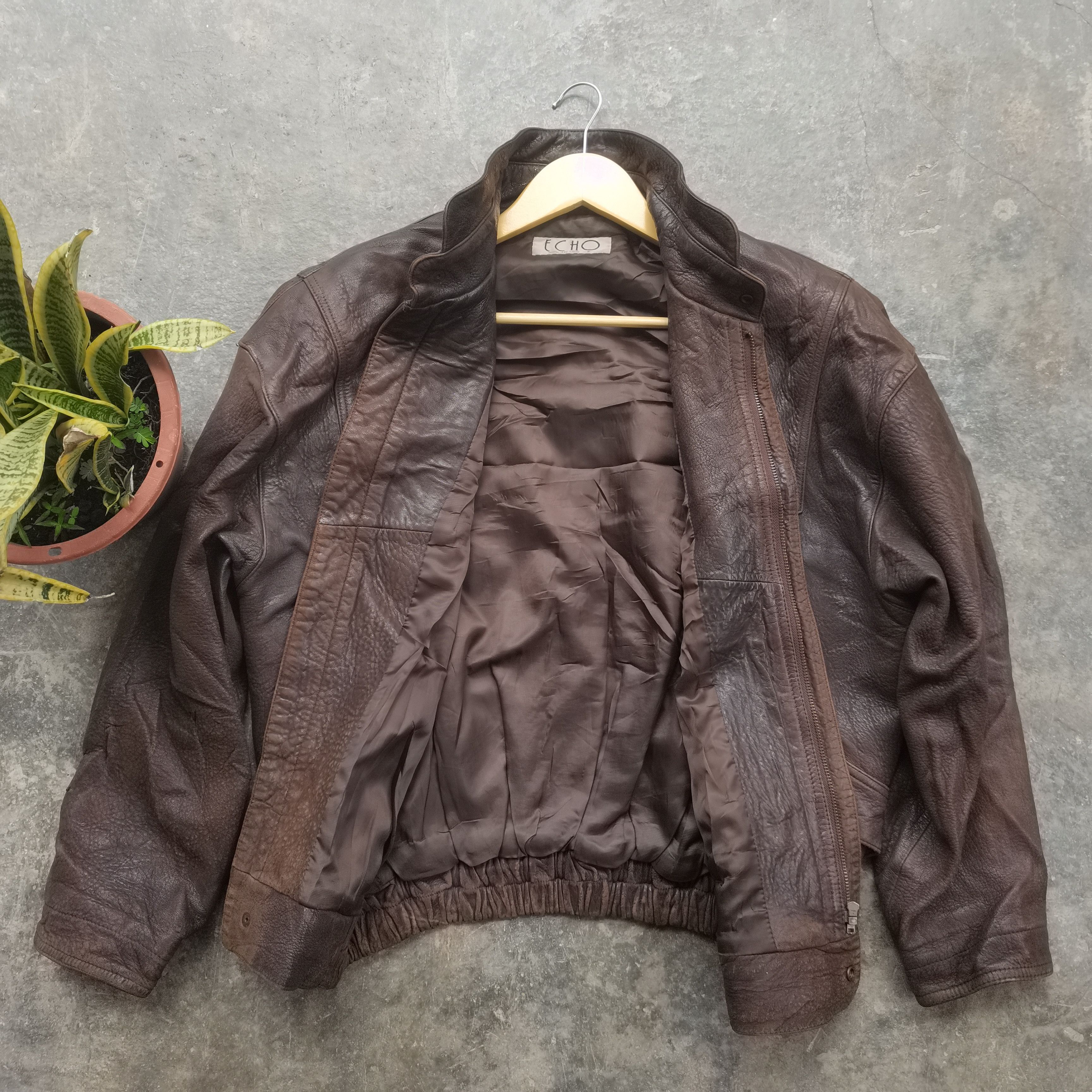 Genuine Leather × Vintage Steal🔥Vintage 90's ECHO Genuine Leather Korean Style Jacket Size US XL / EU 56 / 4 - 3 Thumbnail