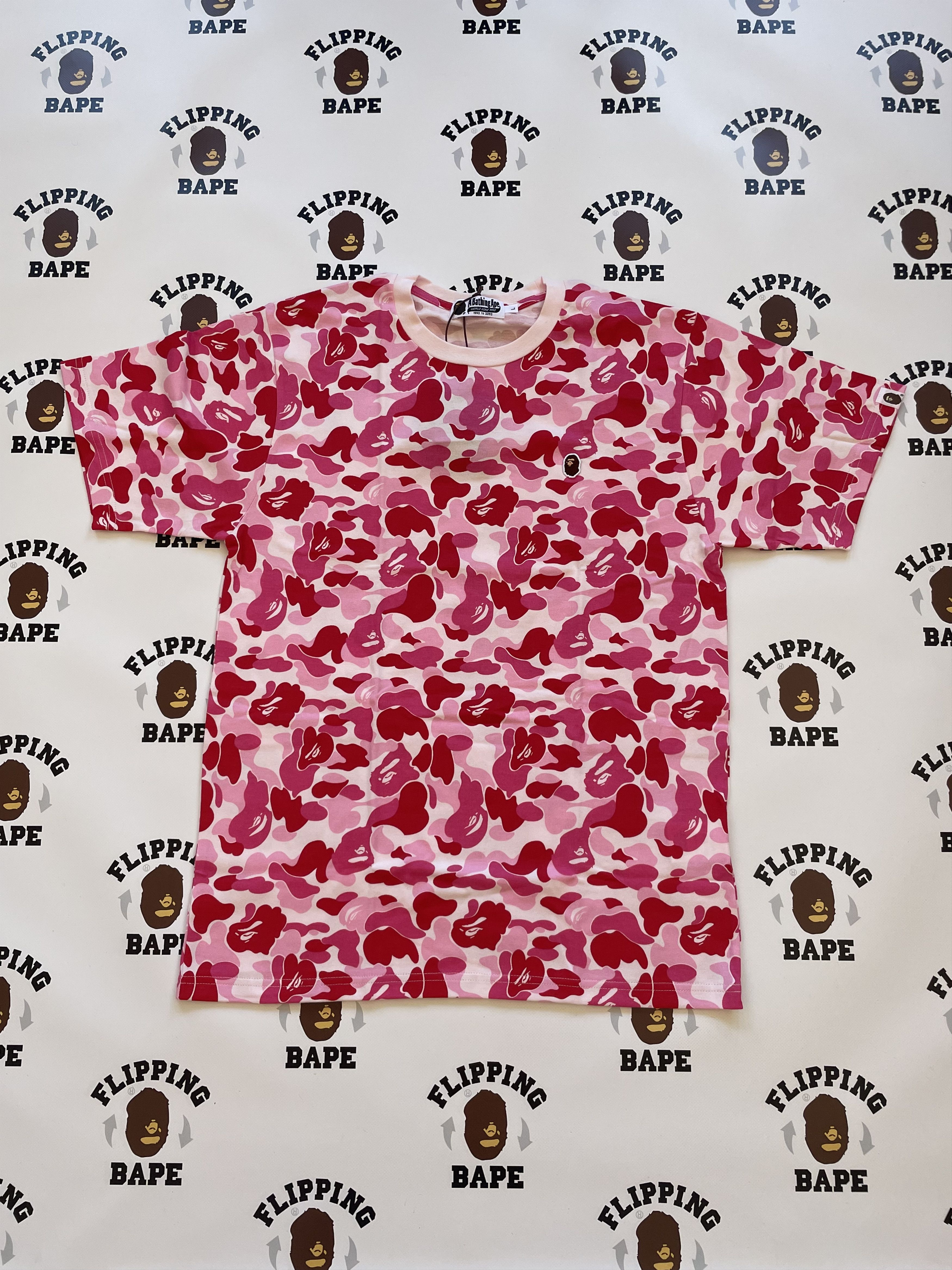 image of Bape Abc Camo Ape Head One Point Tee in Pink, Men's (Size Small)