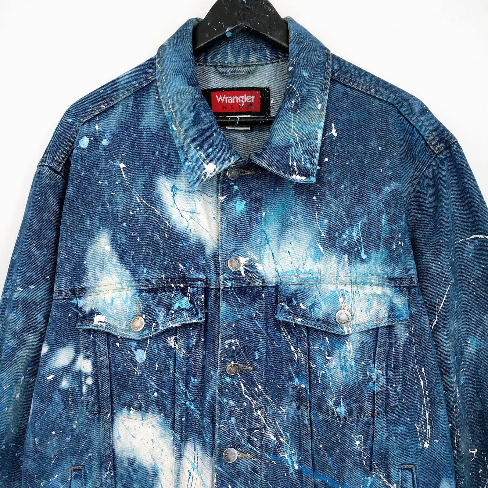 Vintage × Wrangler Vintage Wrangler Custom Denim Trucker Painter Jean Jacket L Size US L / EU 52-54 / 3 - 2 Thumbnail
