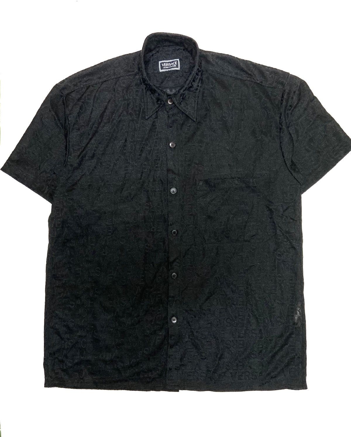 Versace × Versace Jeans Couture Vintage 90's Versace Jeans Couture Overprint Monogram Shirt Size US L / EU 52-54 / 3 - 7 Thumbnail