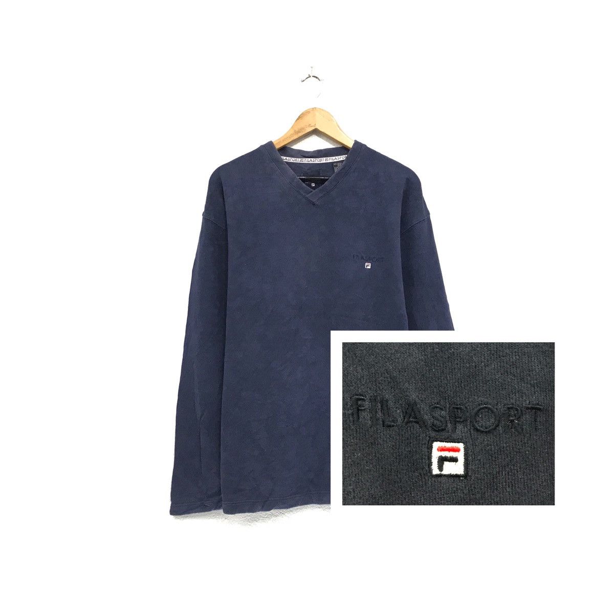 Fila × Japanese Brand Vintage Fila Sport Vneck Embroidered Logo Fila Size US L / EU 52-54 / 3 - 1 Thumbnail