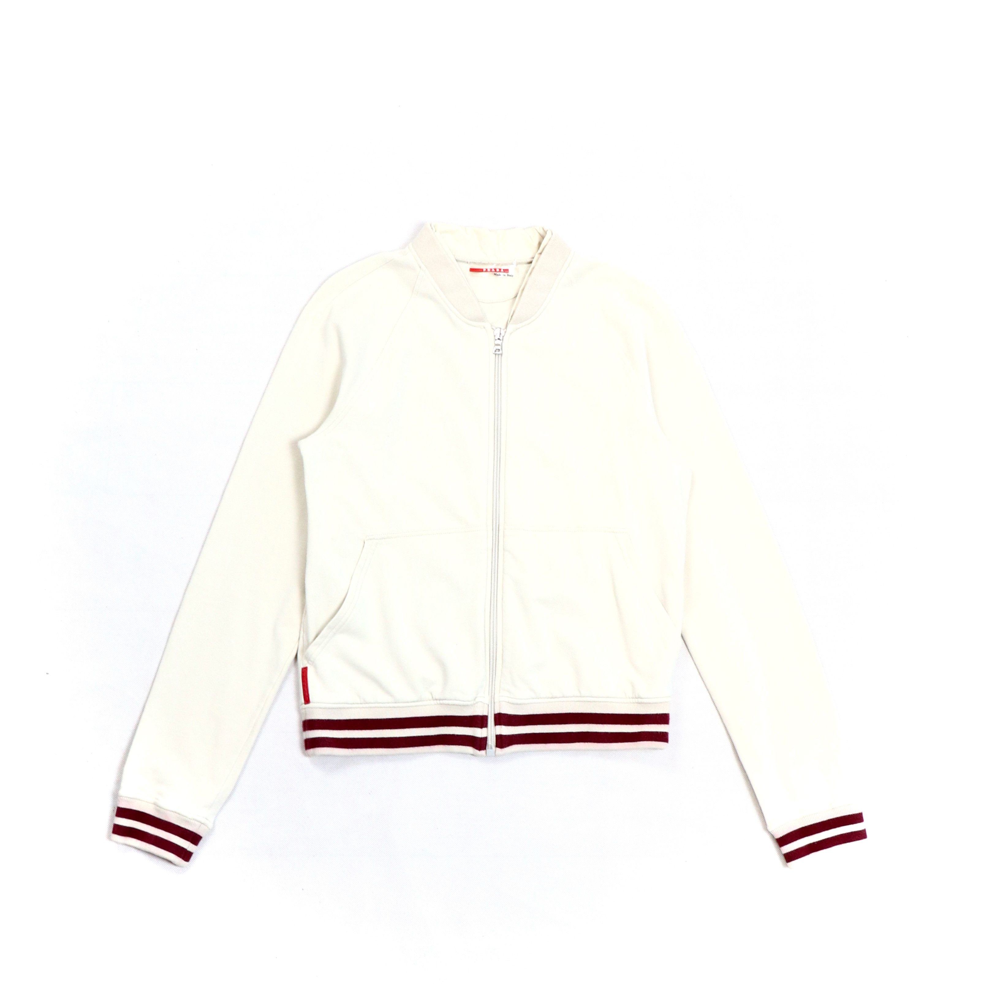 Image of Prada Milky Stretch Bomber Jacket in Ivory, Men's (Size XS)