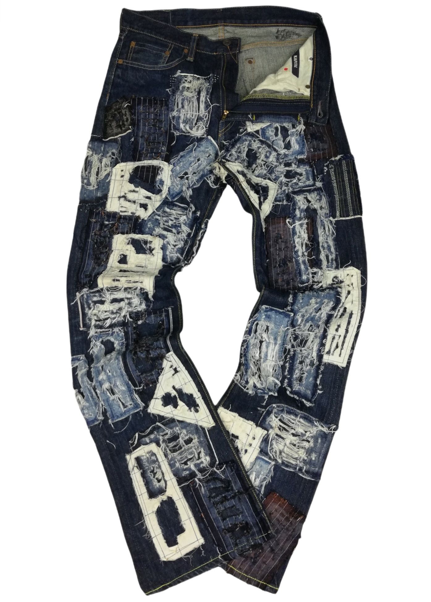 🔥Kapital Leopard Patchwork Boro Sashiko Distressed Jeans