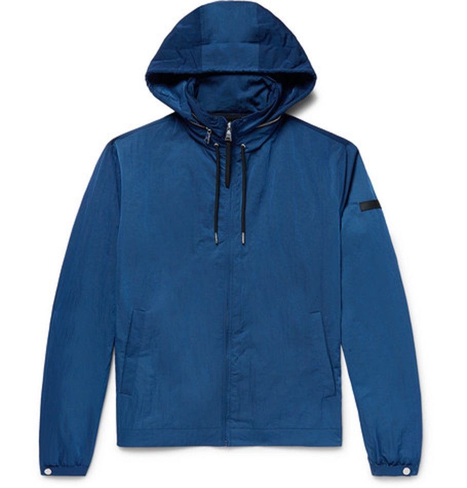 Sandro new SANDRO Shell Hooded Jacket Blue packable hood leather Size US XS / EU 42 / 0 - 1 Thumbnail