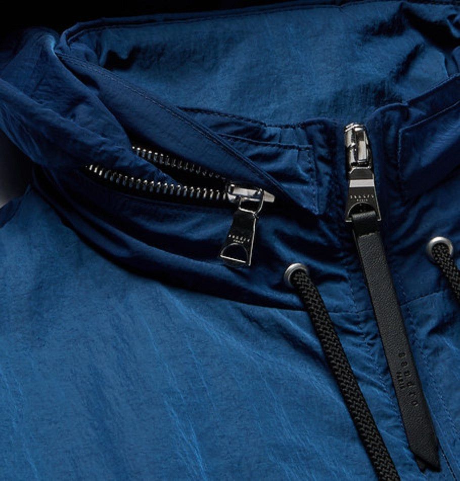 Sandro new SANDRO Shell Hooded Jacket Blue packable hood leather Size US XS / EU 42 / 0 - 4 Thumbnail