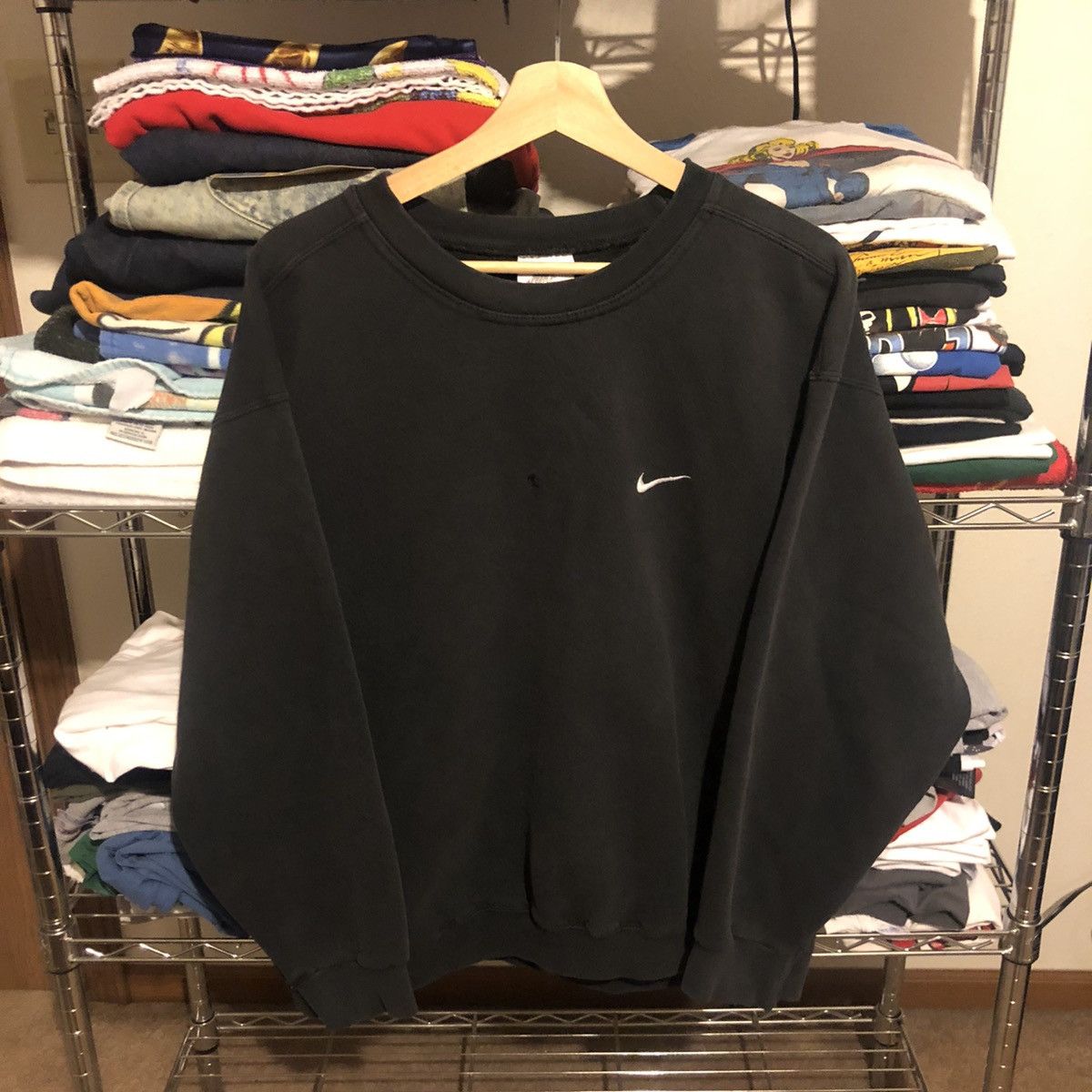 Nike × Vintage Vintage 90’s Faded Black Nike Sweatshirt Size US L / EU 52-54 / 3 - 1 Thumbnail