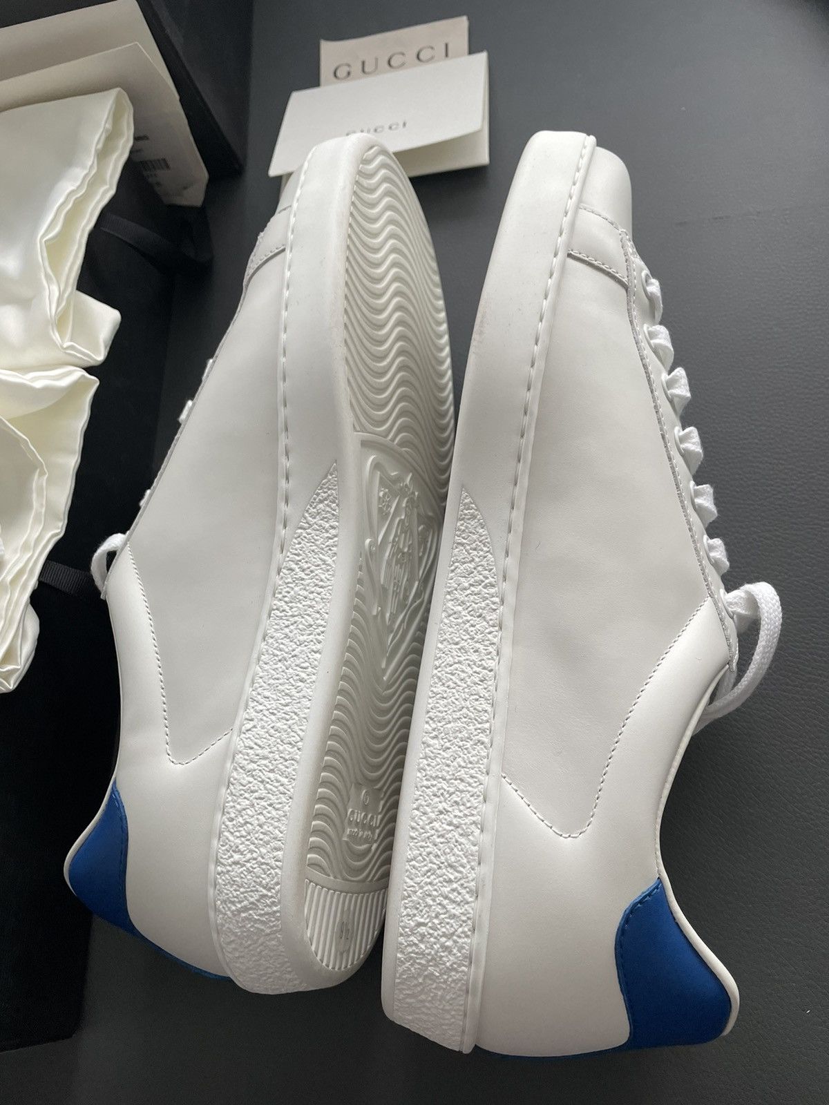 GUCCI グッチ 20SS TENNIS LOGO MOTIF EMBROID Original Gucci Blue Cotton Embroidered Tennis Logo Oversized