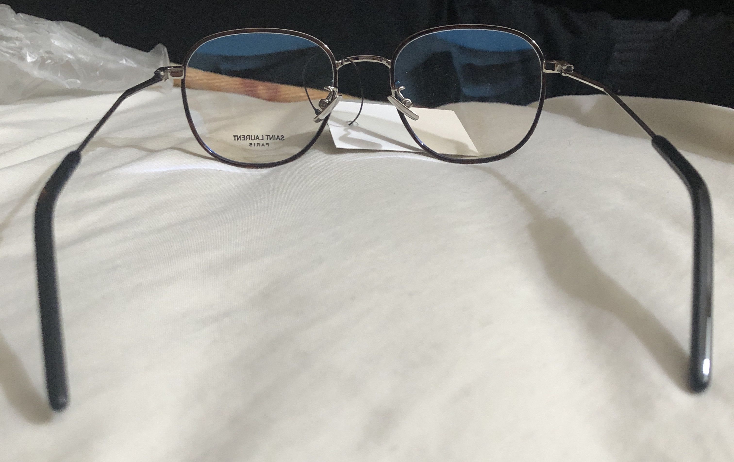 Yves Saint Laurent NEW Saint Laurent SL362 002 Eyeglasses Men's Havana Silver Size ONE SIZE - 5 Thumbnail